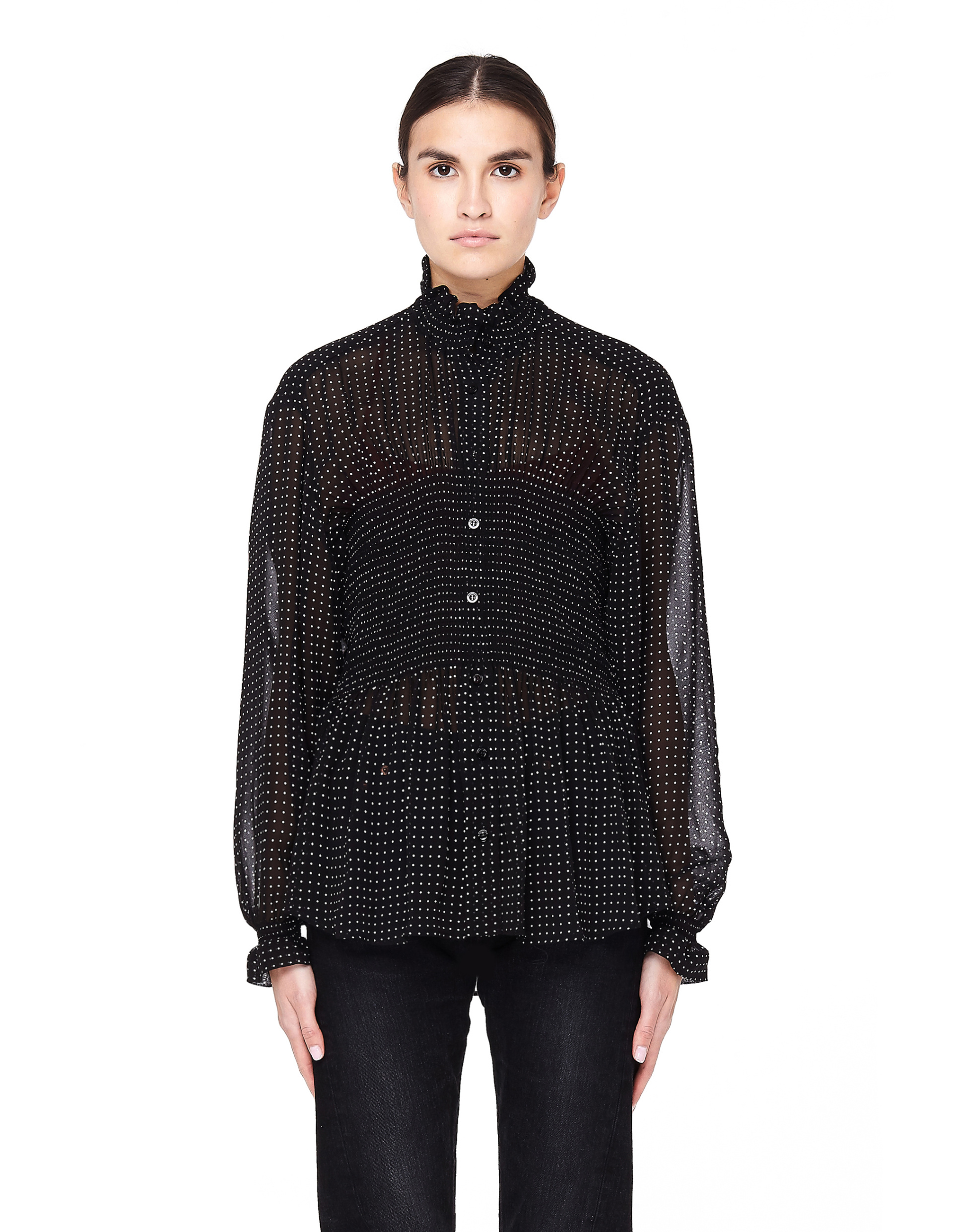 Balenciaga Corset-style Polka Dot Georgette Bouse