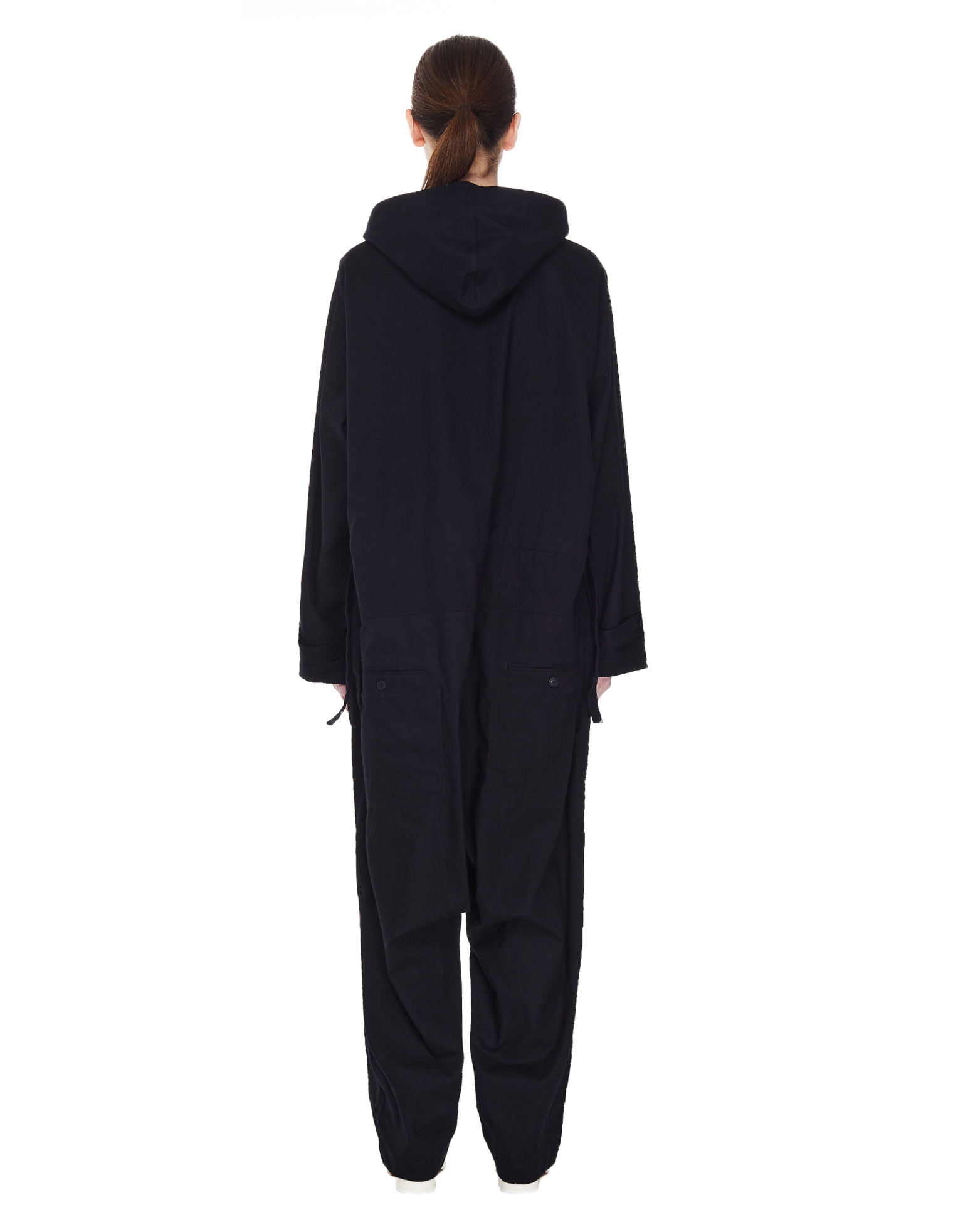 Yohji Yamamoto Black Cotton Hooded Jumpsuit