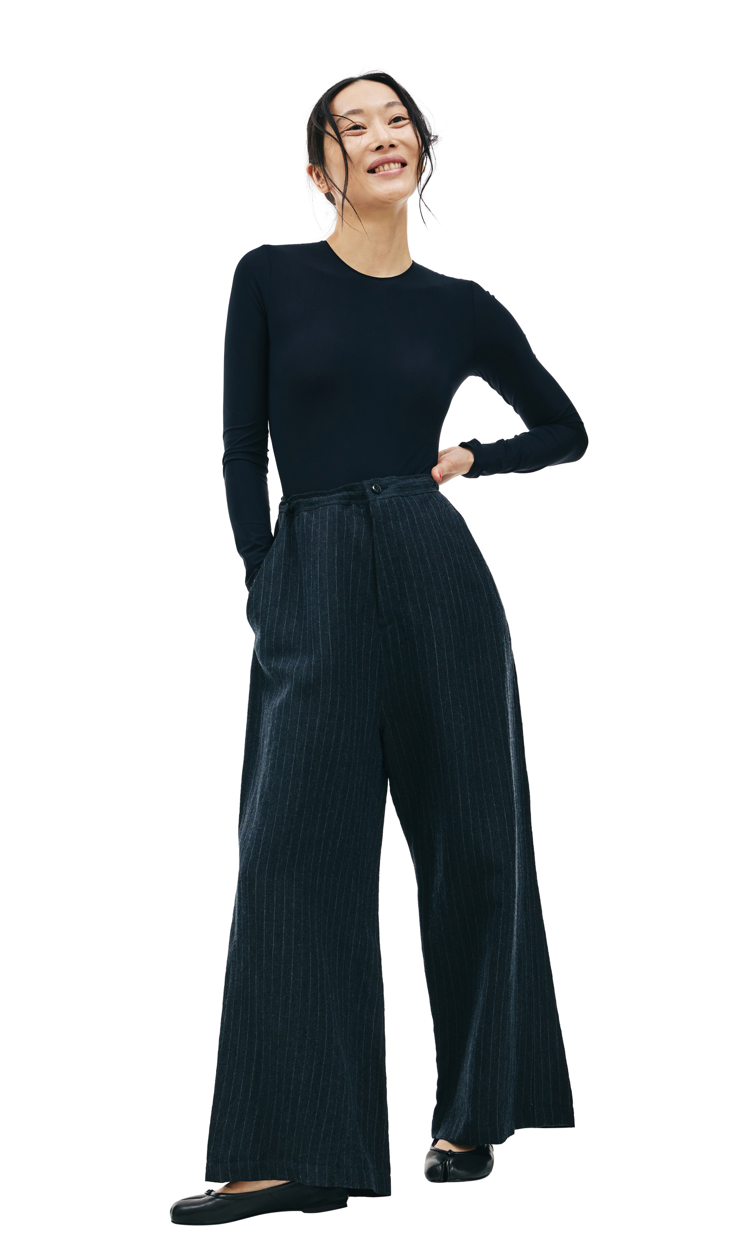 Y\'s Black Striped Trousers