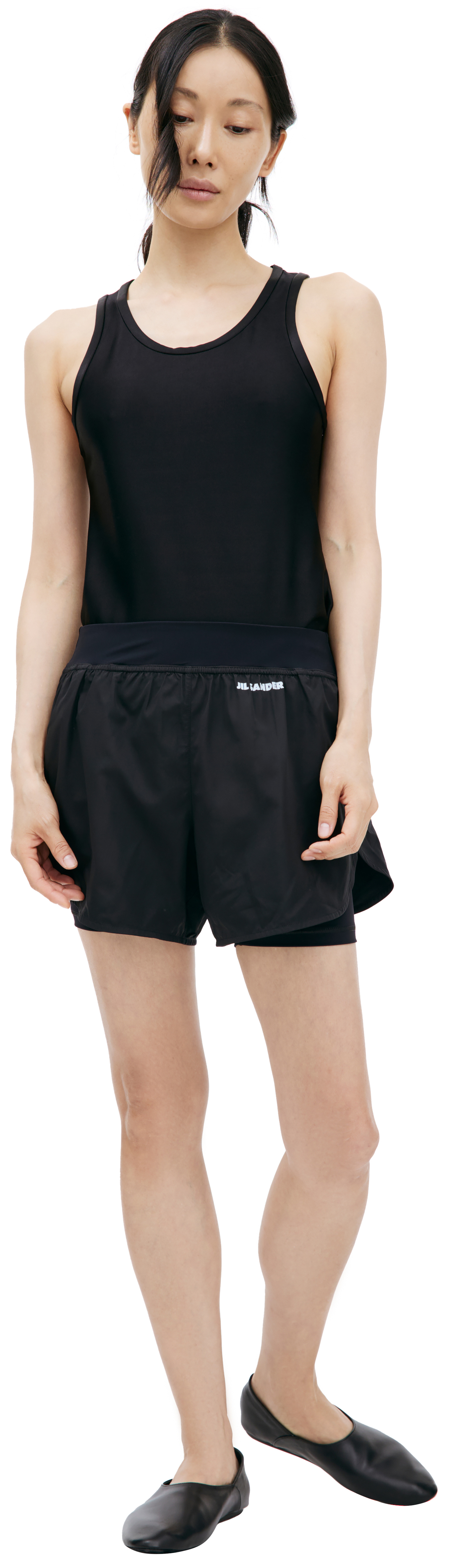 Jil Sander Double layer shorts with logo