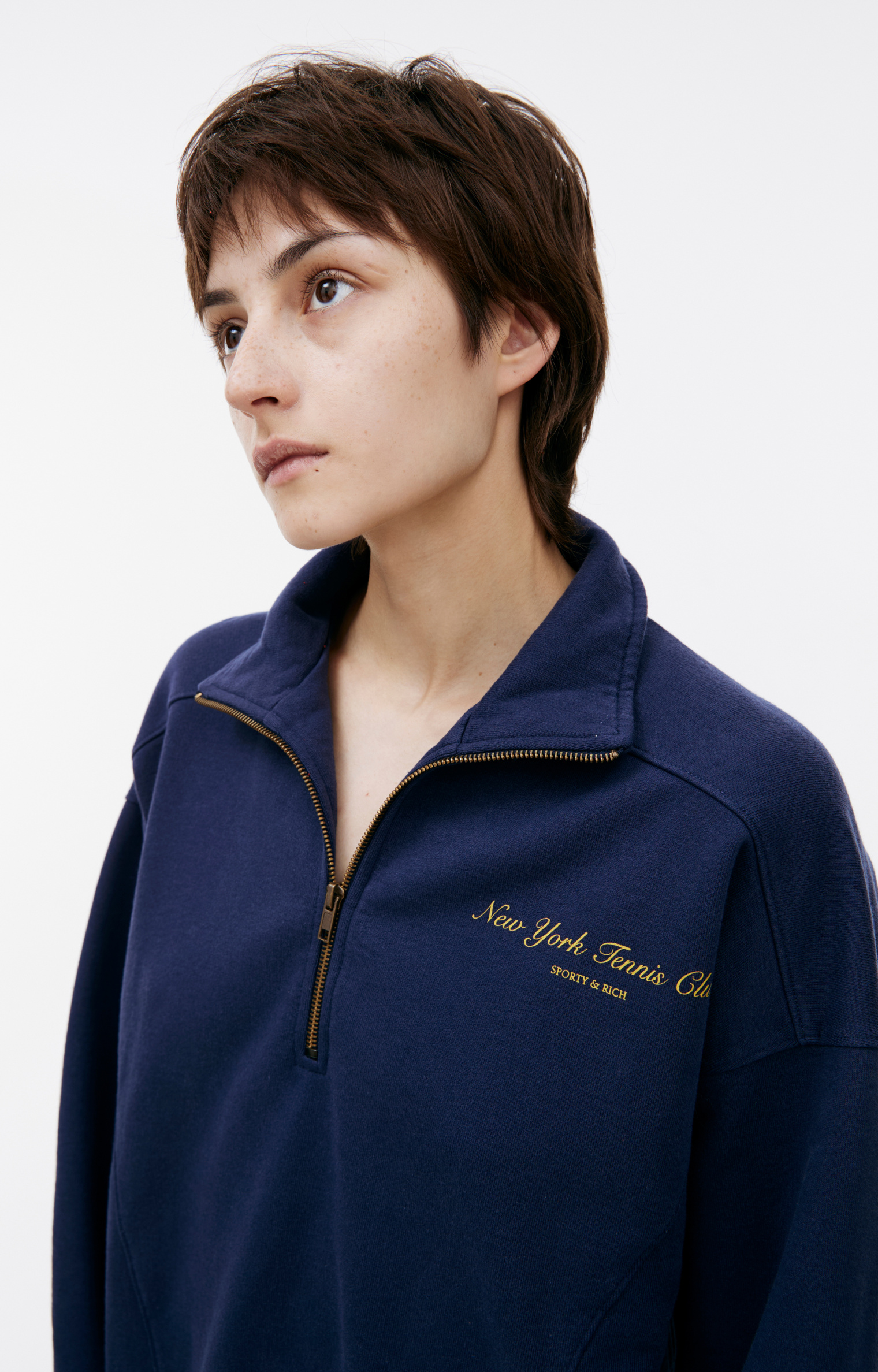 SPORTY & RICH Navy blue zip-up sweatshirt