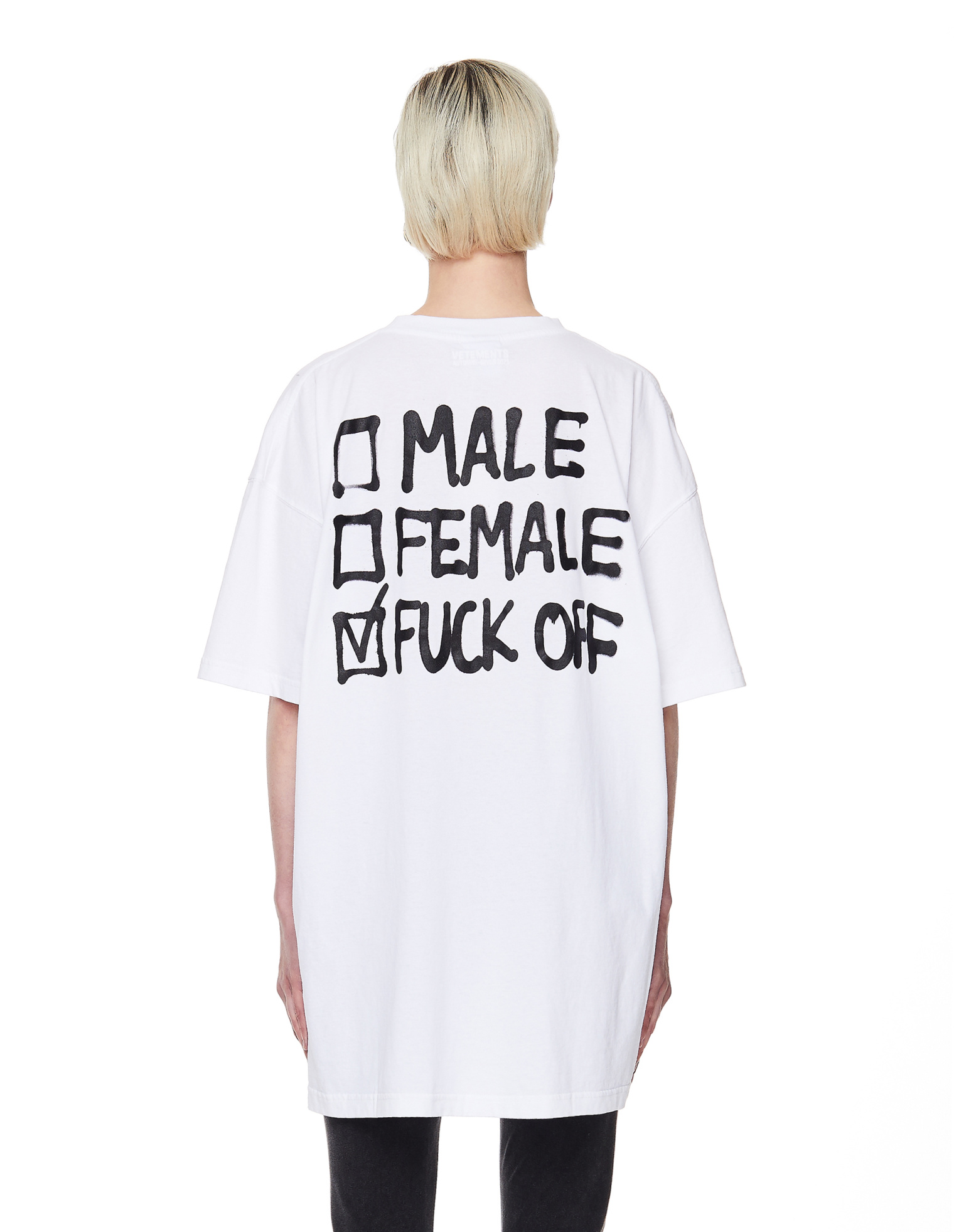 VETEMENTS Белая хлопковая футболка с принтом