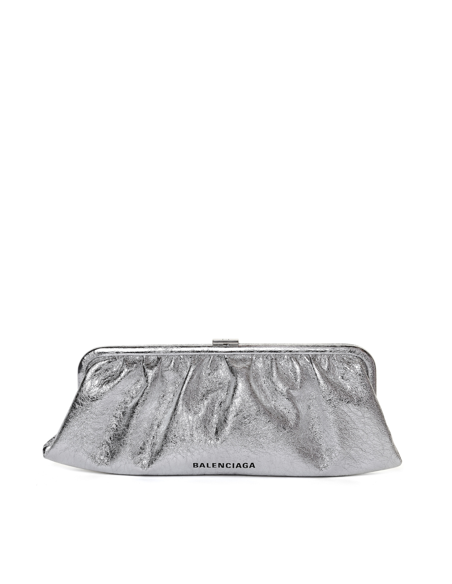 Balenciaga Cloud XL Silver Leather Clutch
