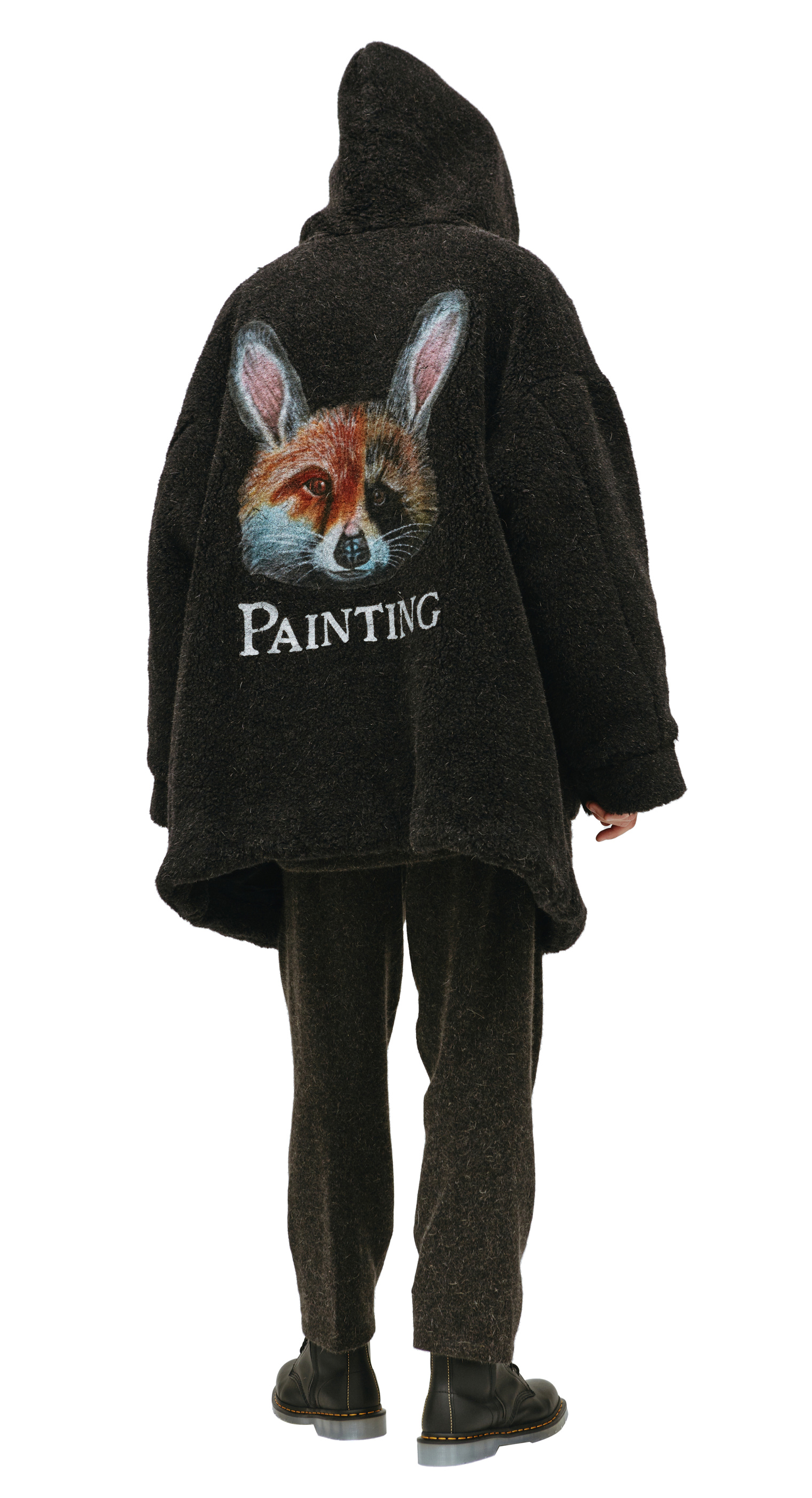 Doublet Graphic print faux fur hooded jacket