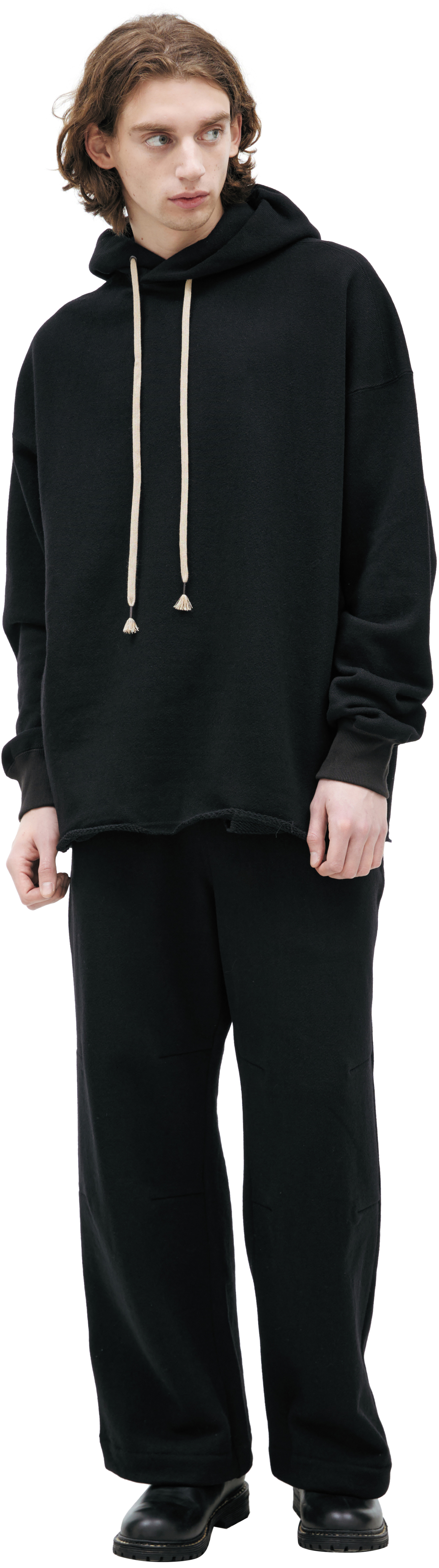 The Viridi-Anne Black wool hoodie
