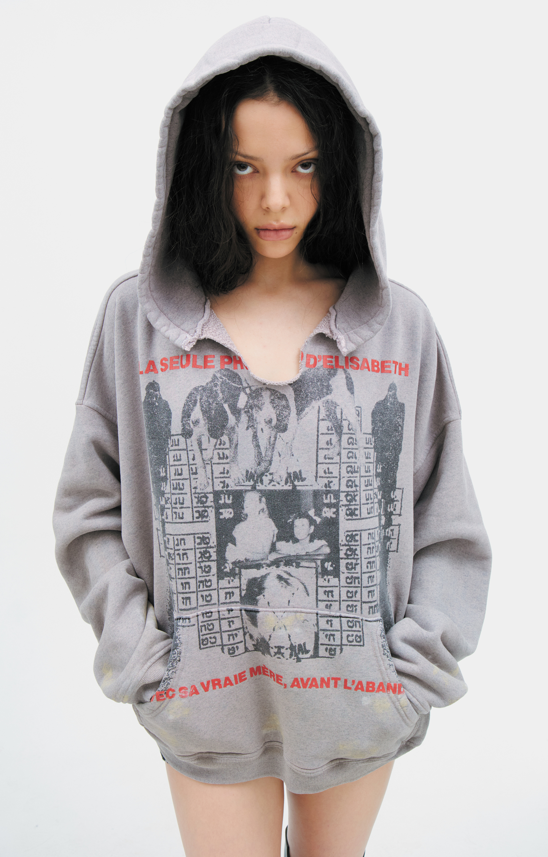 Enfants Riches Déprimés Grey hoodie with a print