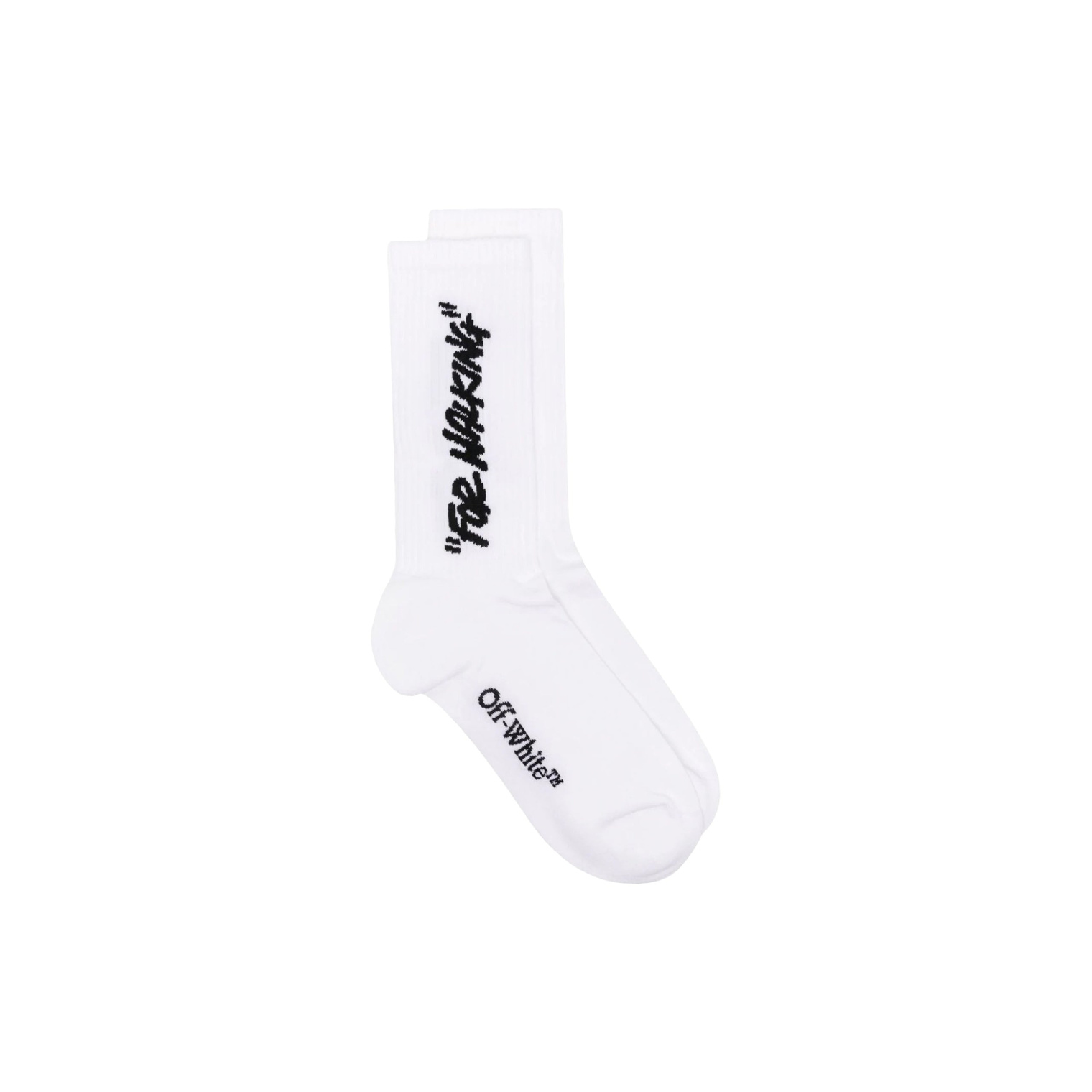 Off White Quote Mid Calf Knit Socks