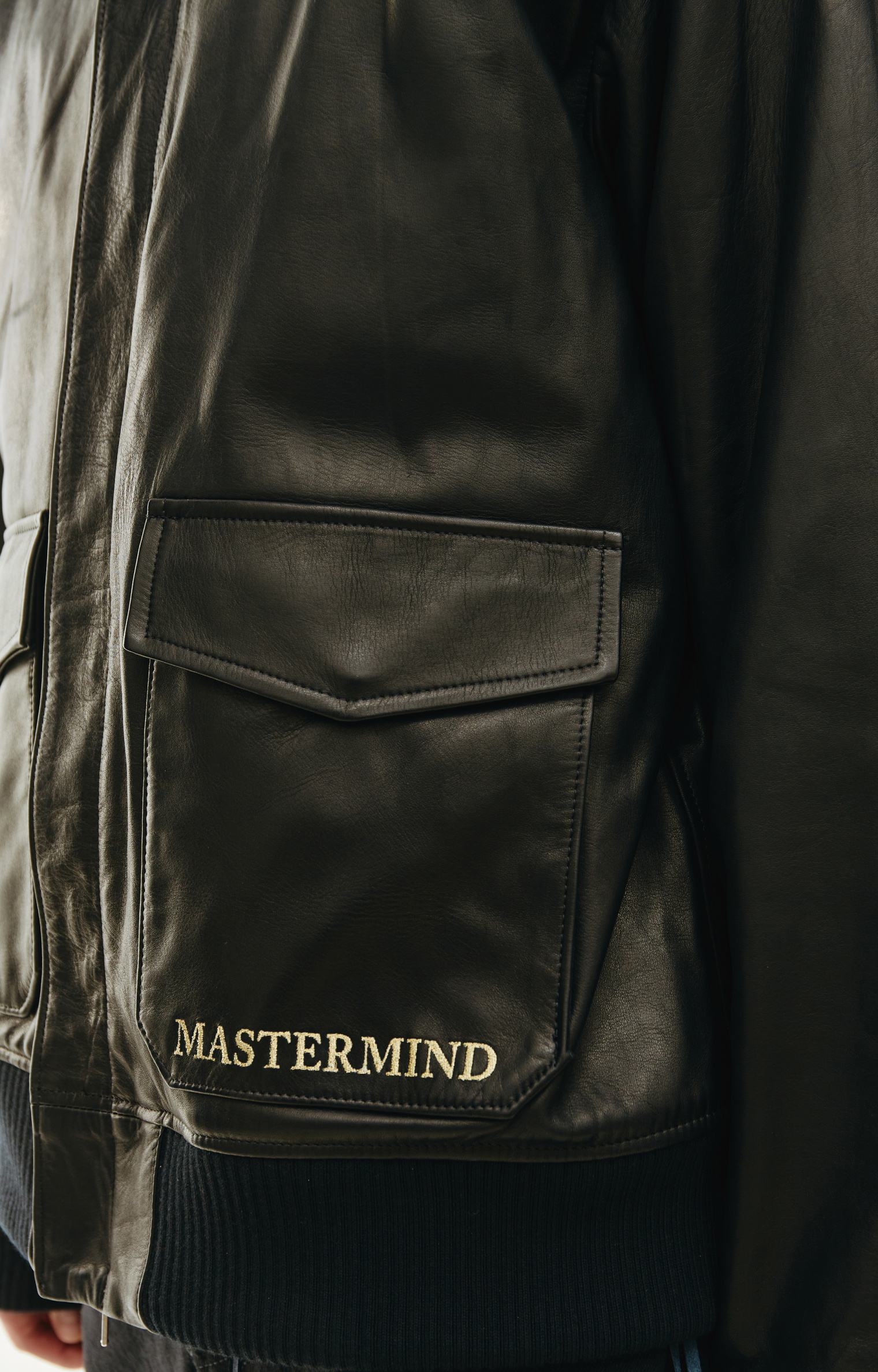 Mastermind WORLD Кожаная куртка с накладными карманами