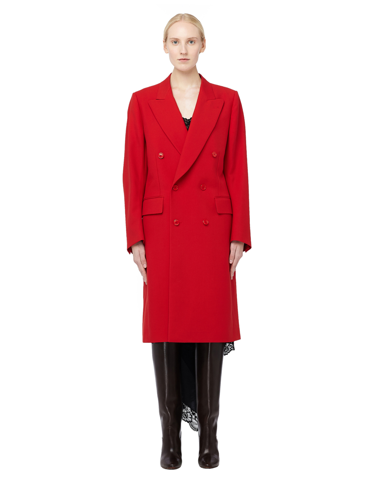 VETEMENTS Двубортное шерстяное пальто красного цвета
