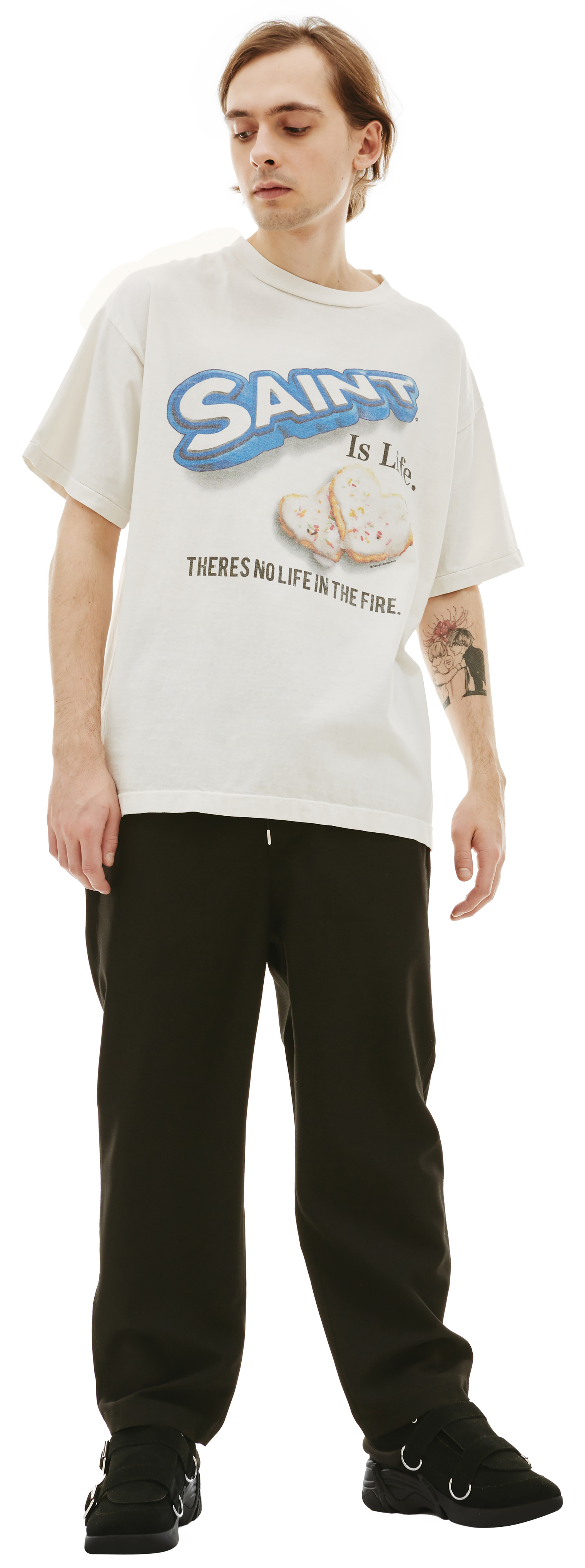 Buy Saint Michael men white oreo cotton t-shirt for $364 online on