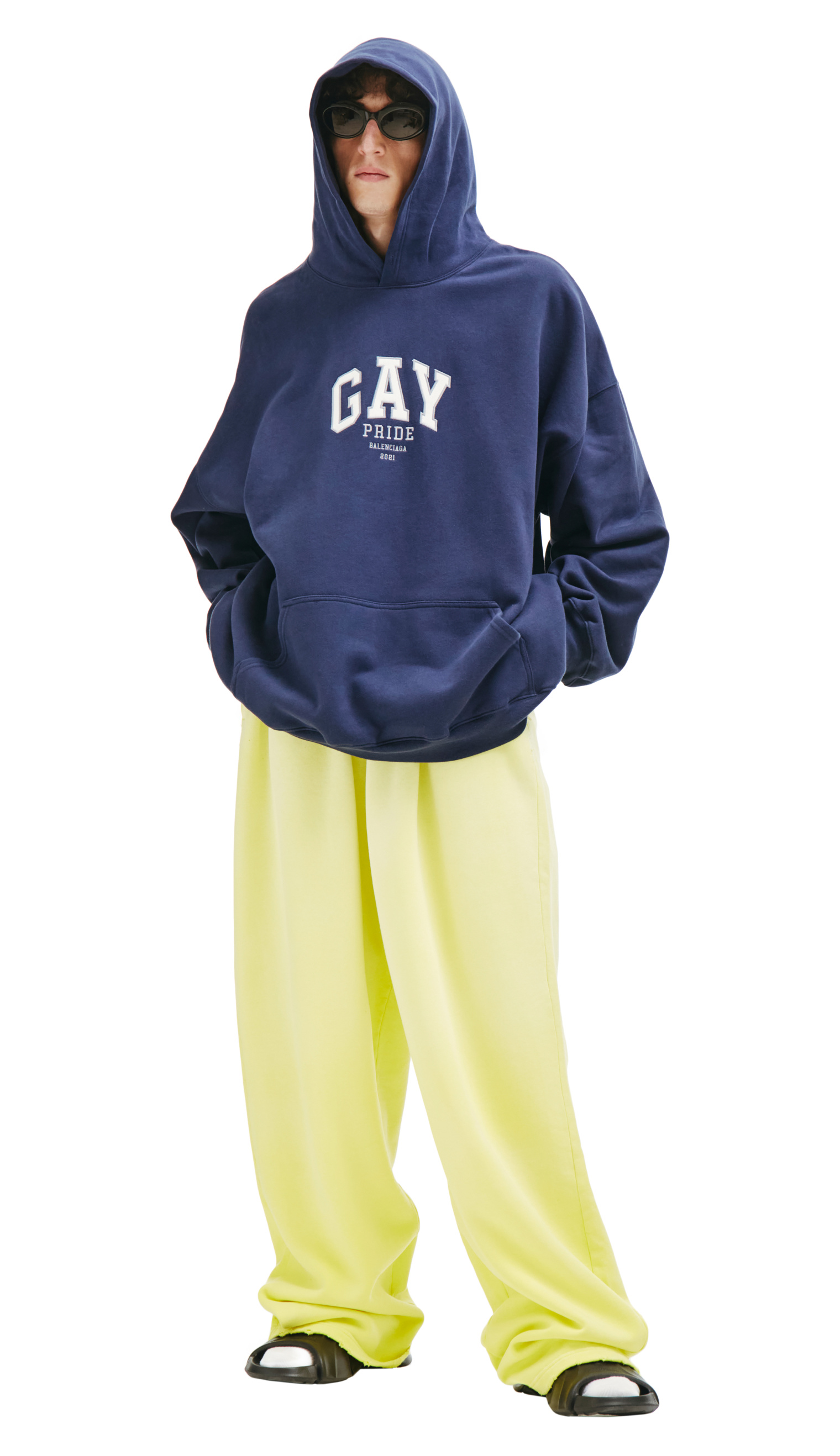 Balenciaga Navy Blue \'Gay Pride\' Embroided Hoodie
