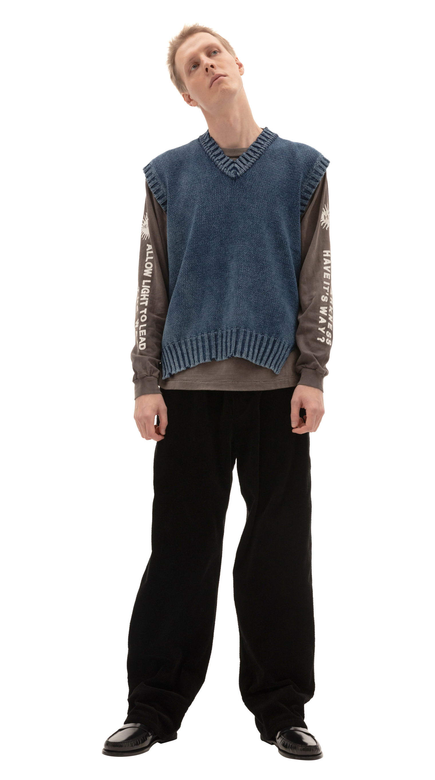 Maison Margiela V-neck Blue Washed Vest