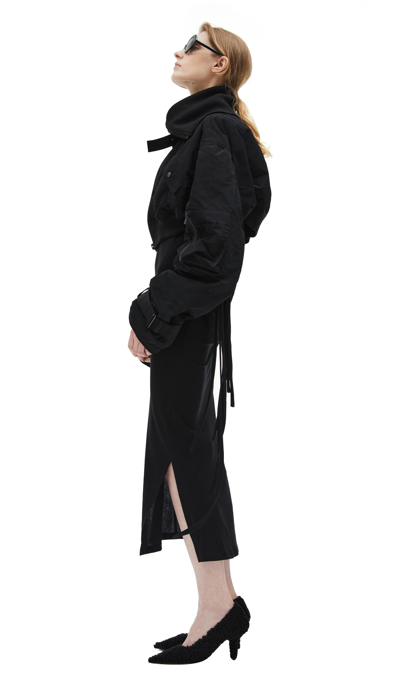 Yohji Yamamoto Black bomber jacket with high collar