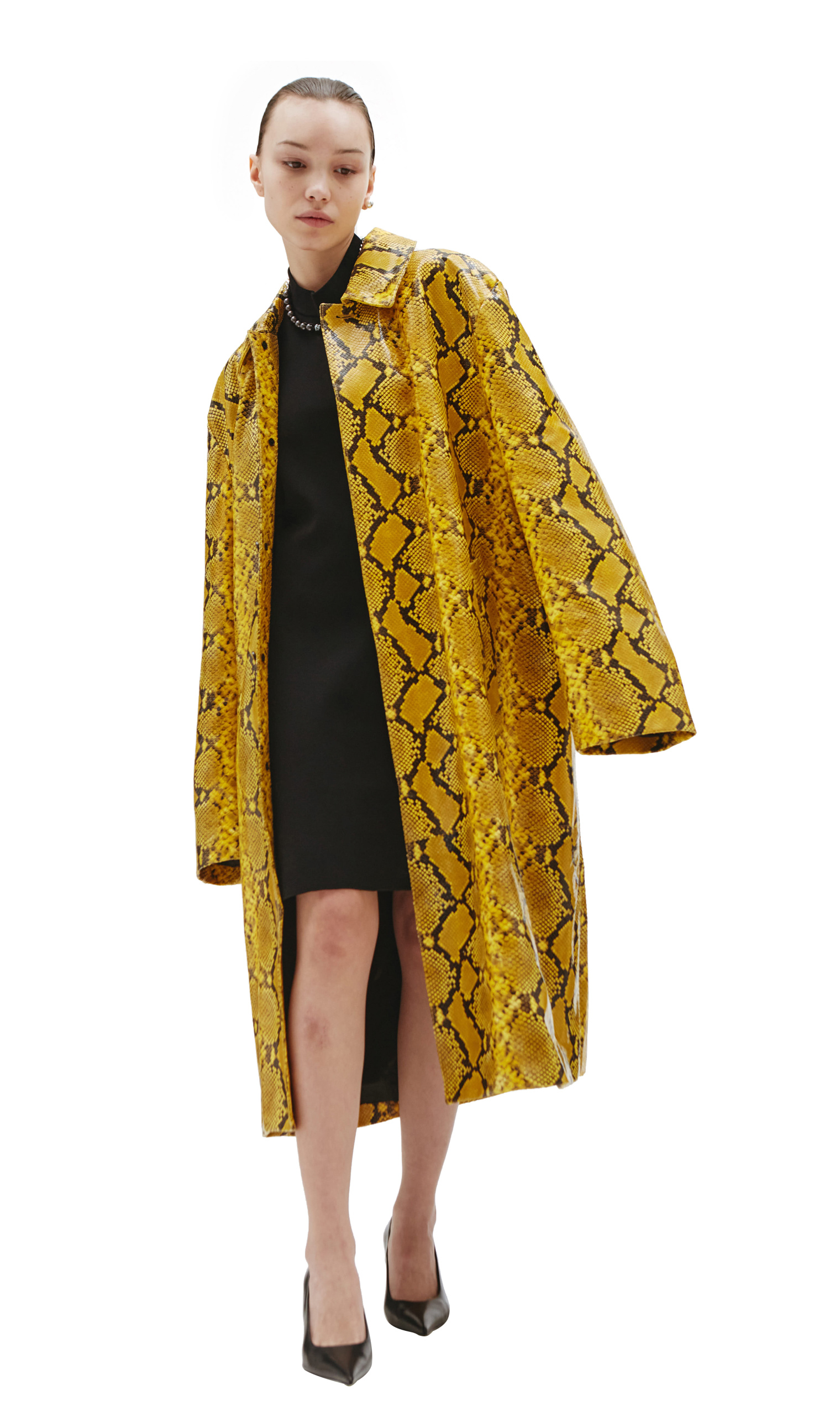 VETEMENTS Yellow Python Leather Coat