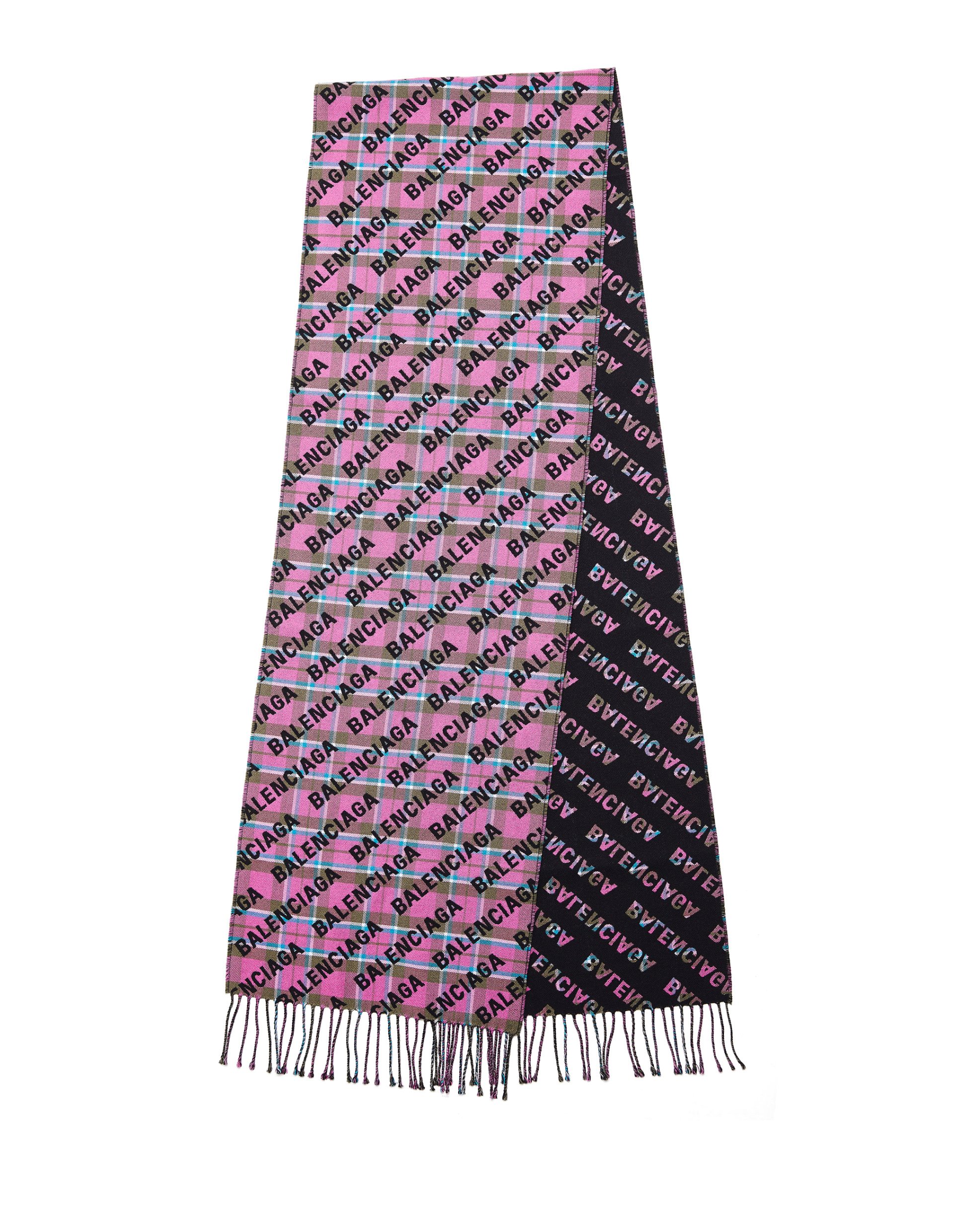 Balenciaga Pink Checked Scarf