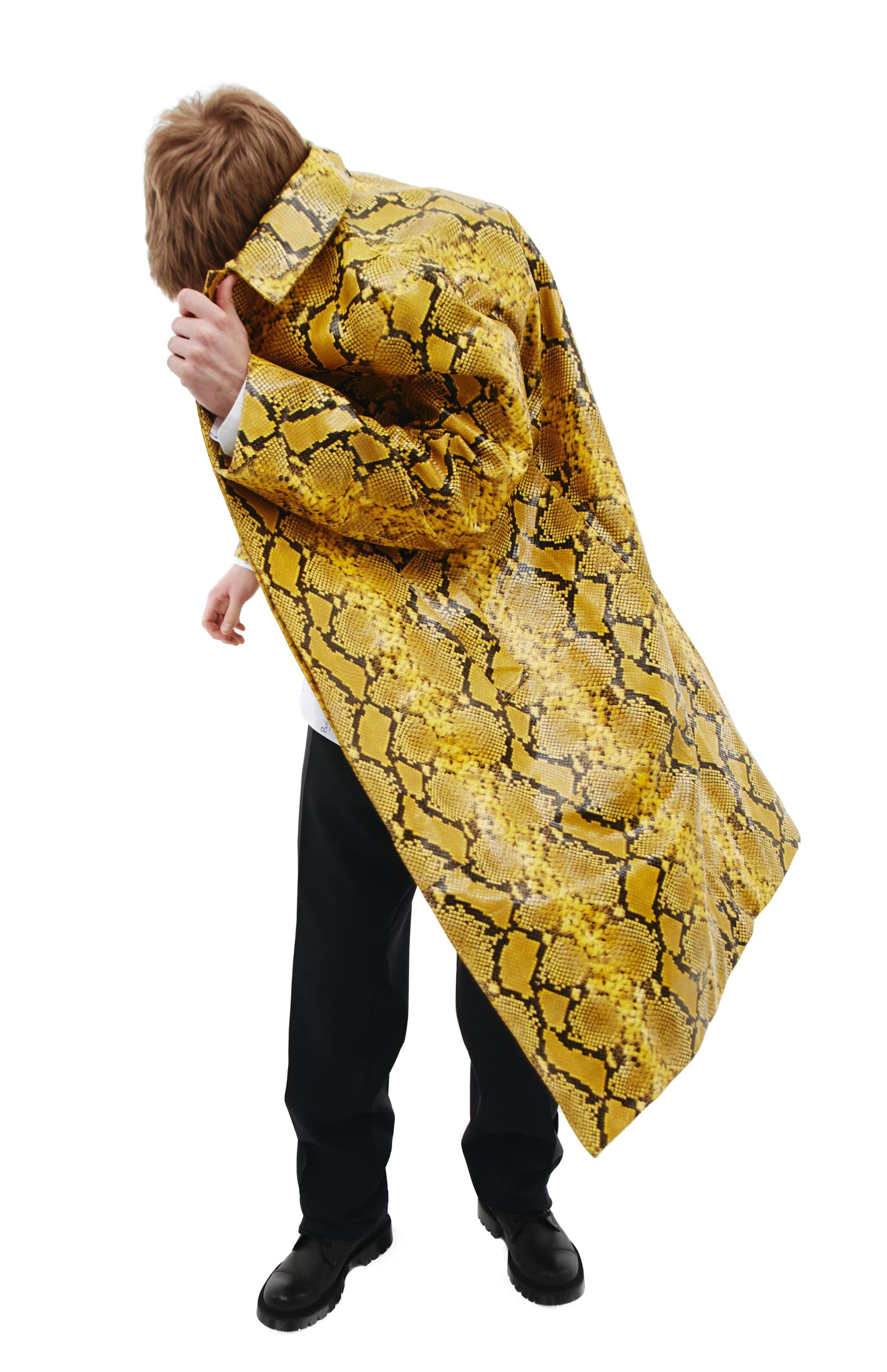 VETEMENTS Yellow Python Leather Coat