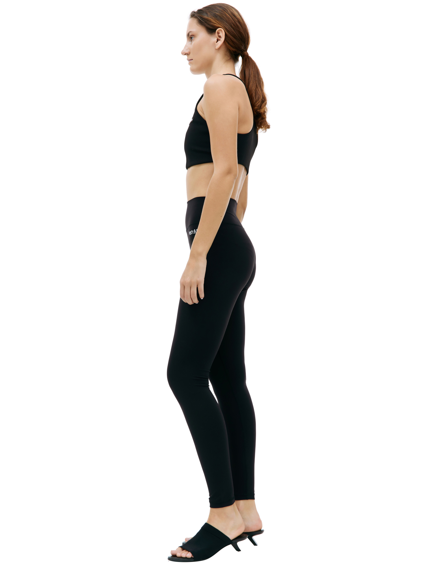 SPORTY & RICH Black Ribbed Sport Bra