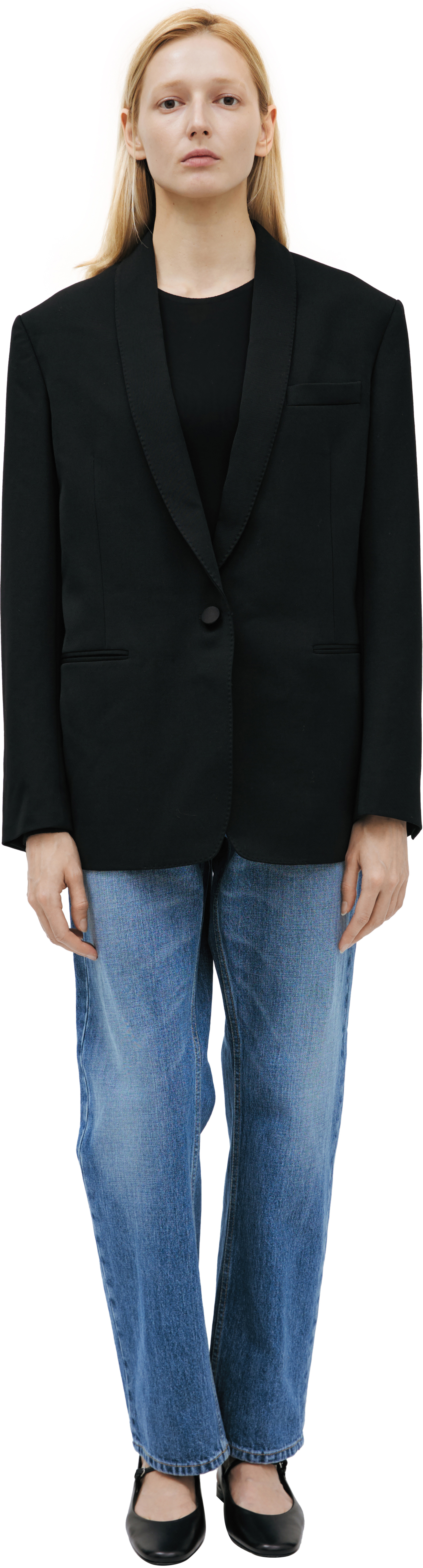 The Row Black blazer with a V-neck