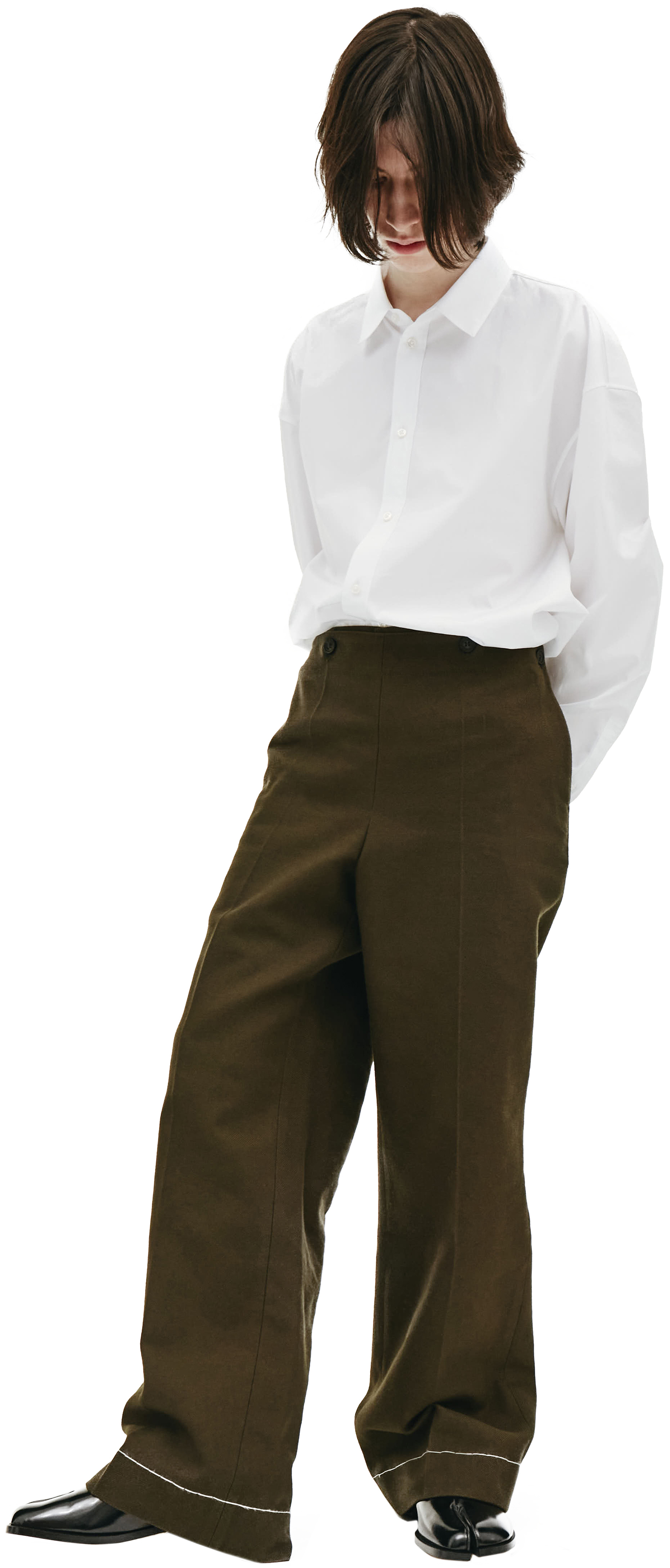 Maison Margiela Dark Green Wool & Cotton Trousers