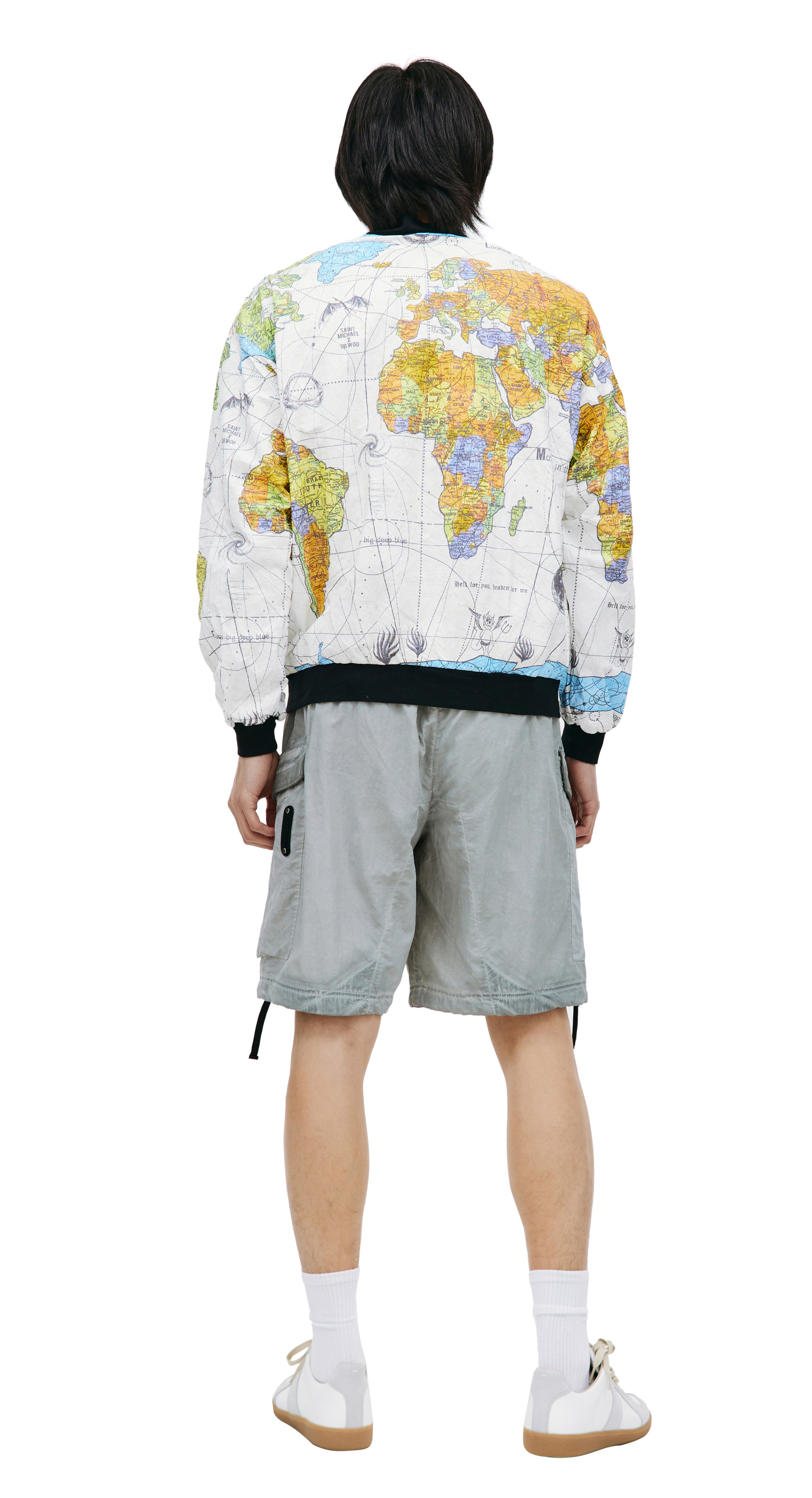 Saint Michael Saint Michael x Dr. Woo world map bomber jacket