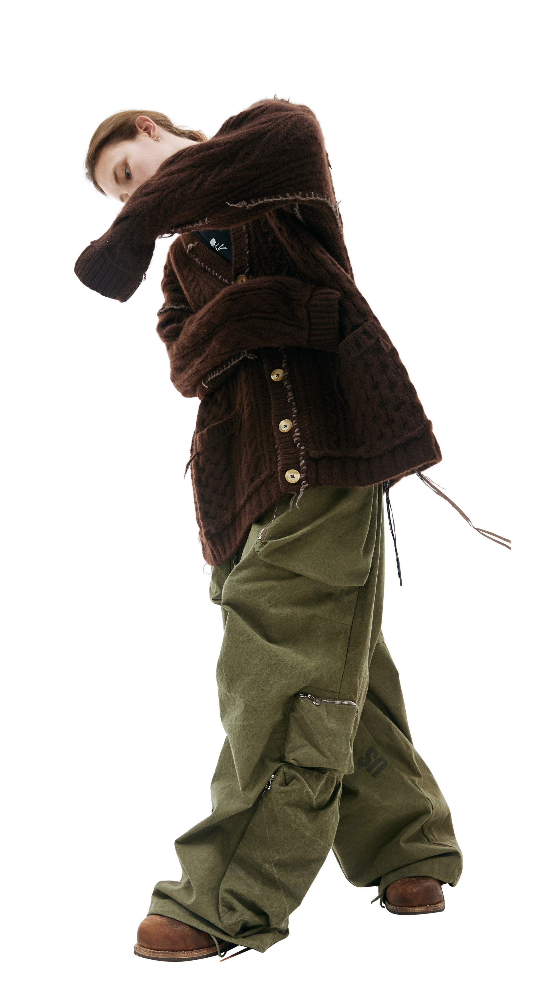 Mastermind WORLD Brown cashmere cardigan