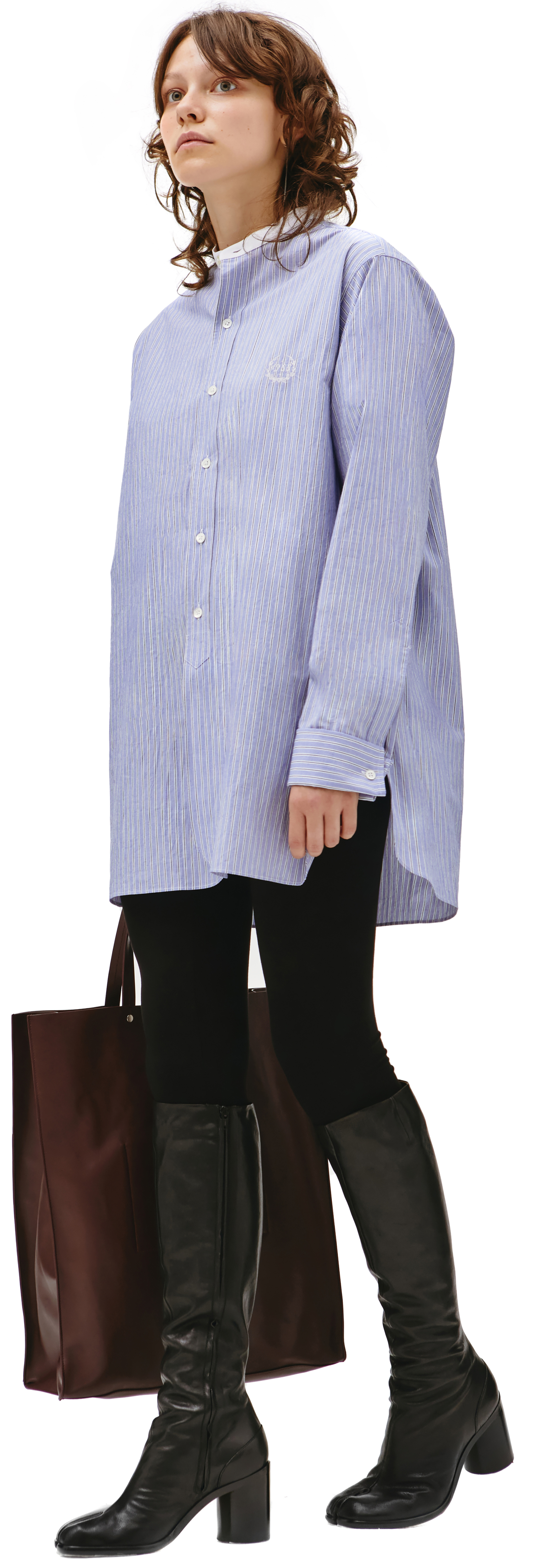 Maison Margiela Blue striped embroireded shirt