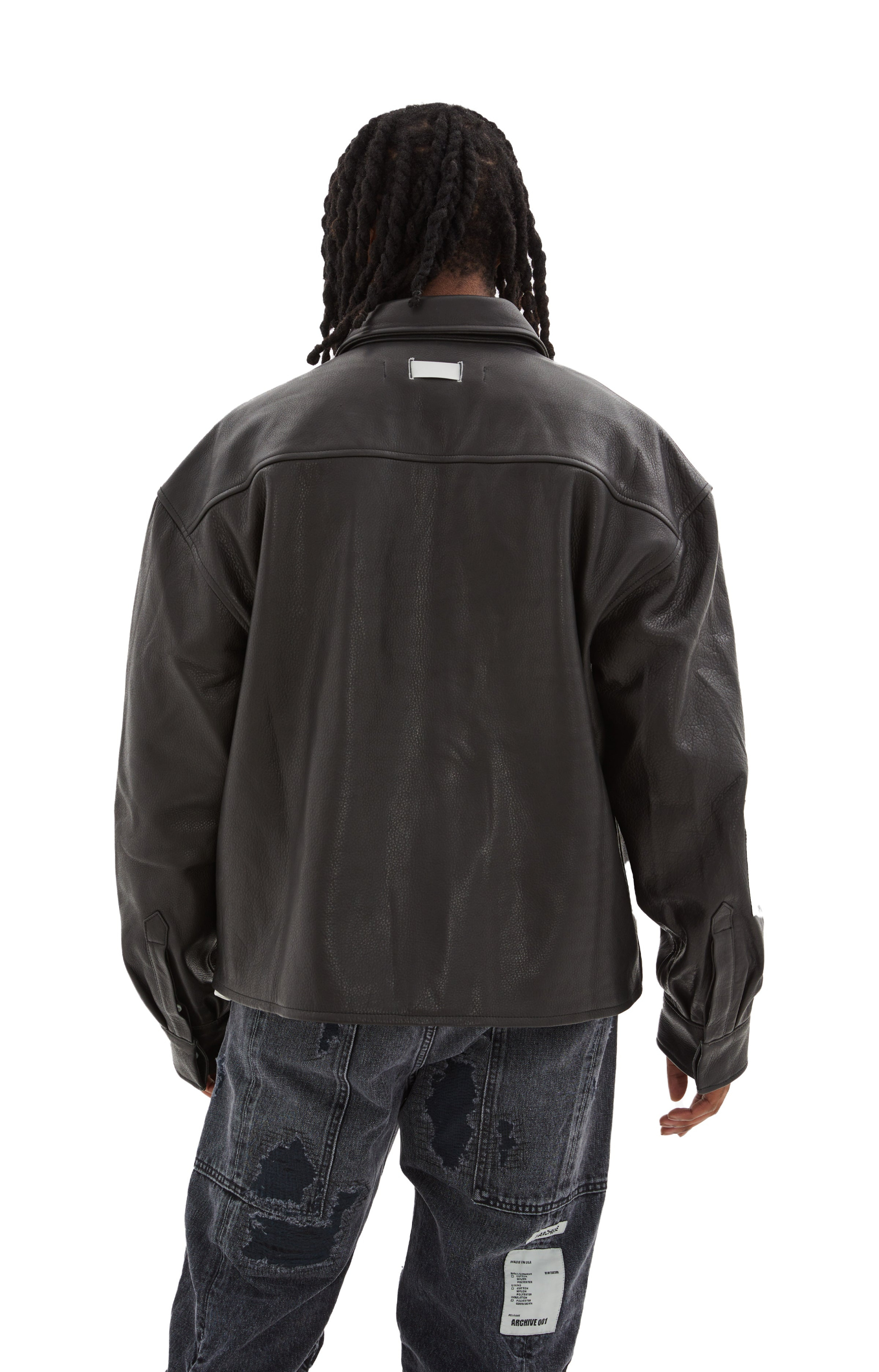 B1ARCHIVE Flap Pocket Shirt-style Leather Jacket