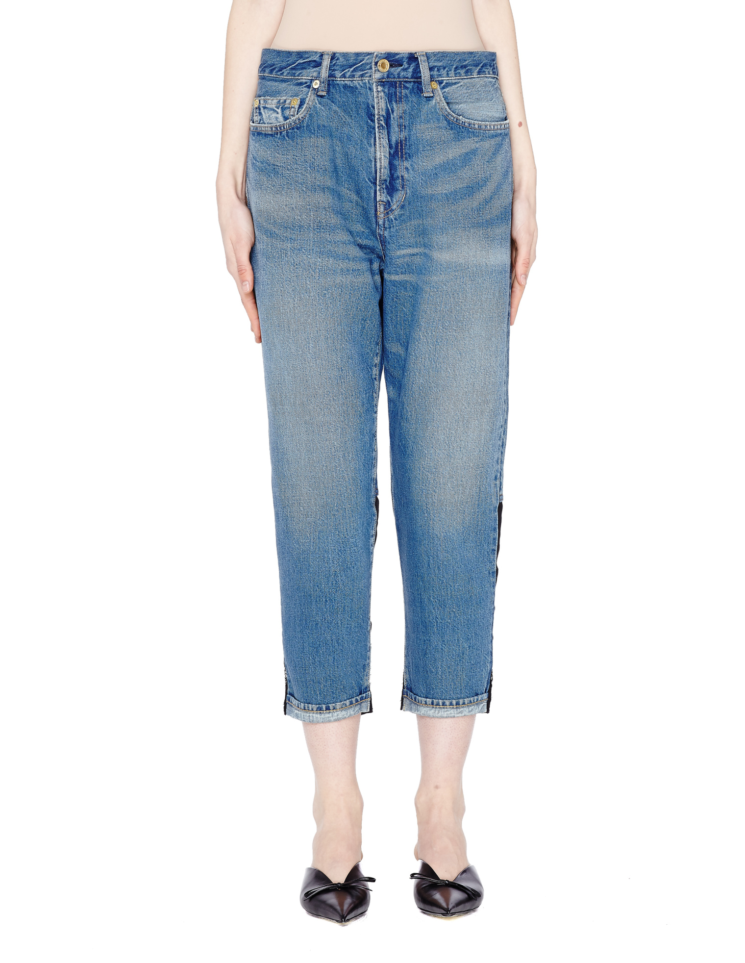 Undercover Cropped Jeans With Contrast Inserts