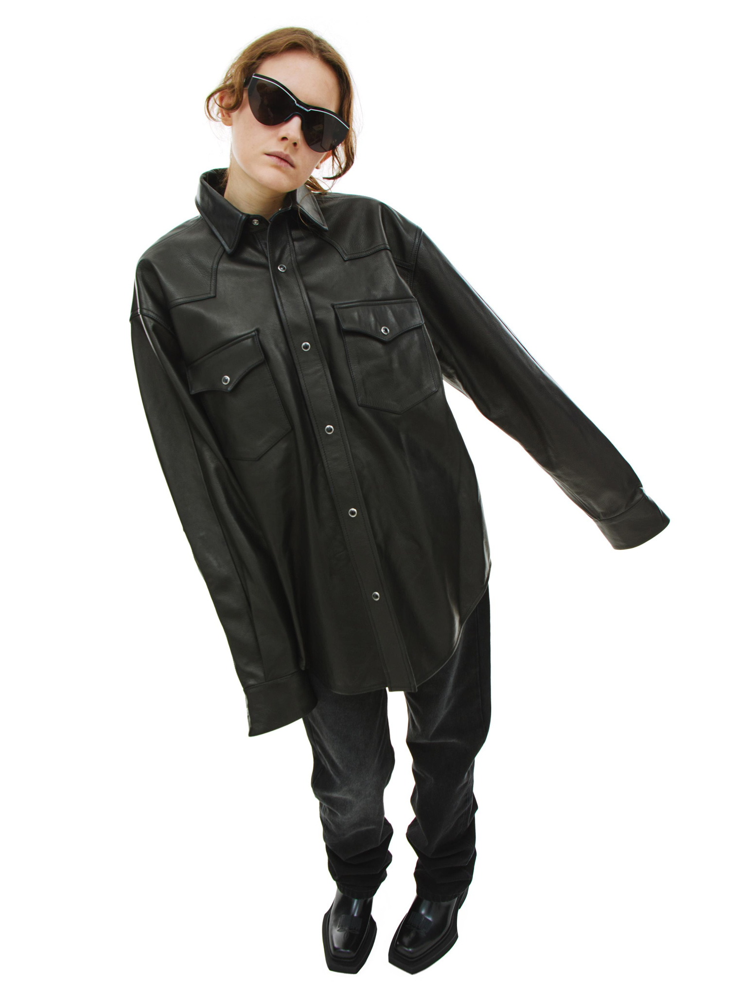 VTMNTS Black Leather Shirt
