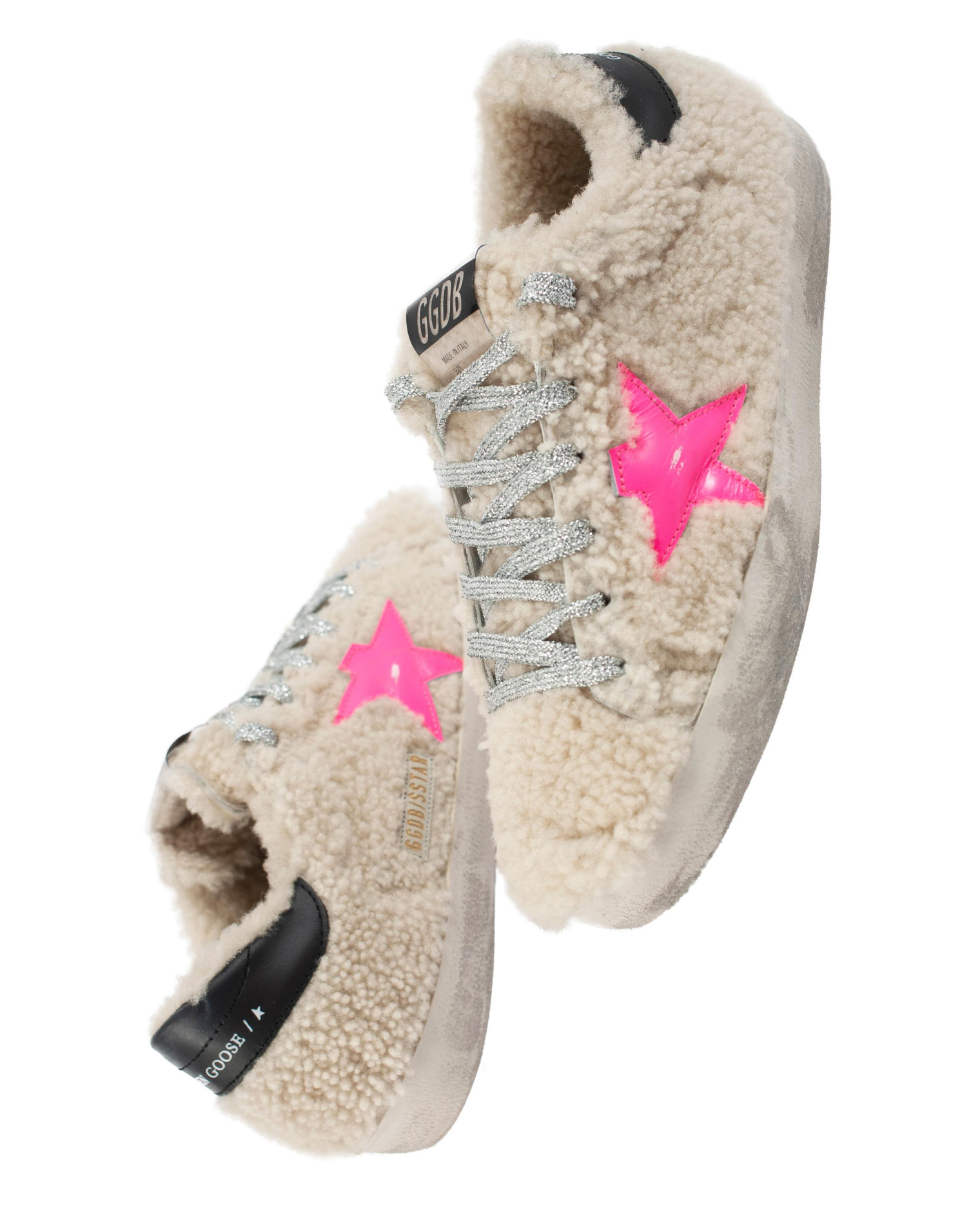 Golden Goose Бежевые кеды Superstar из натуральной овчины