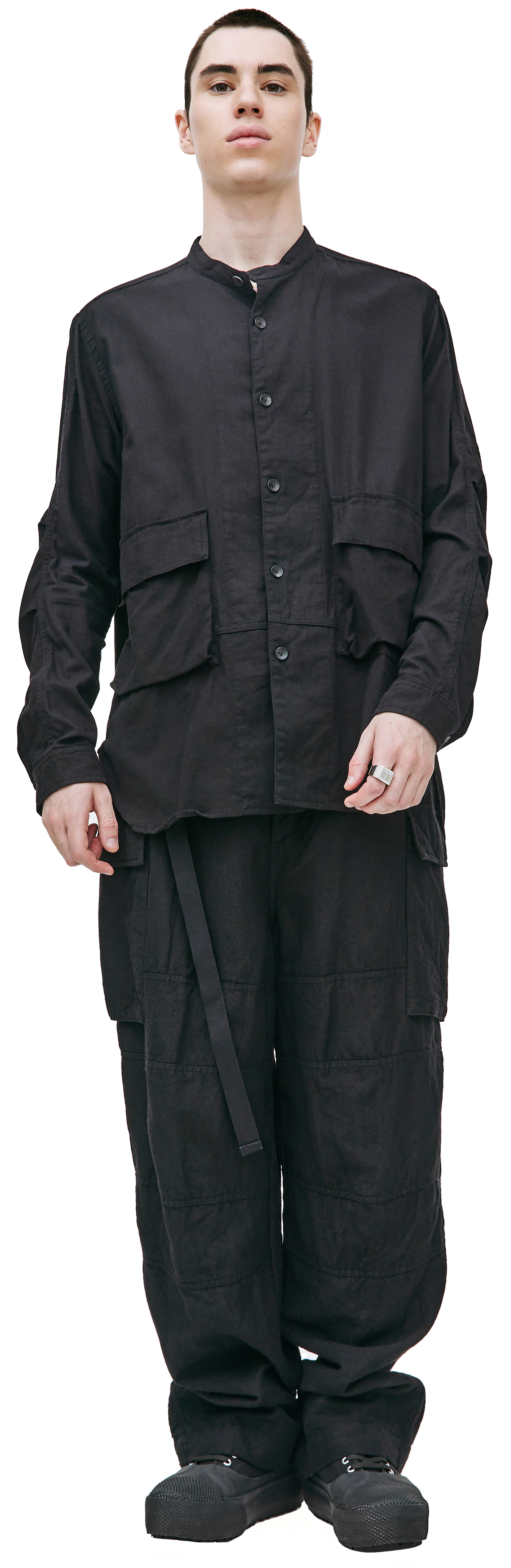 The Viridi-Anne Black cotton shirt with pockets