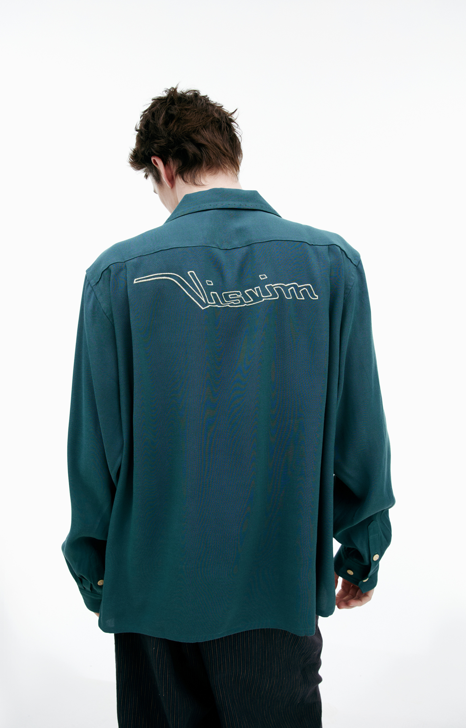 visvim Рубашка-0125105011015/GREEN вышивка лого на спине, Peerwess на груди, наклад карманы, зелен