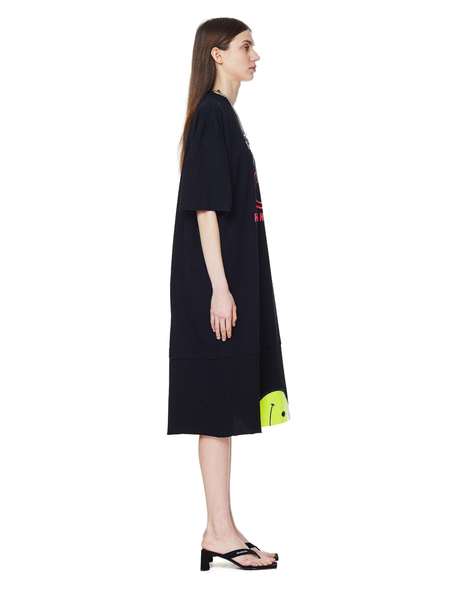 VETEMENTS Черное платье-футболка с принтом