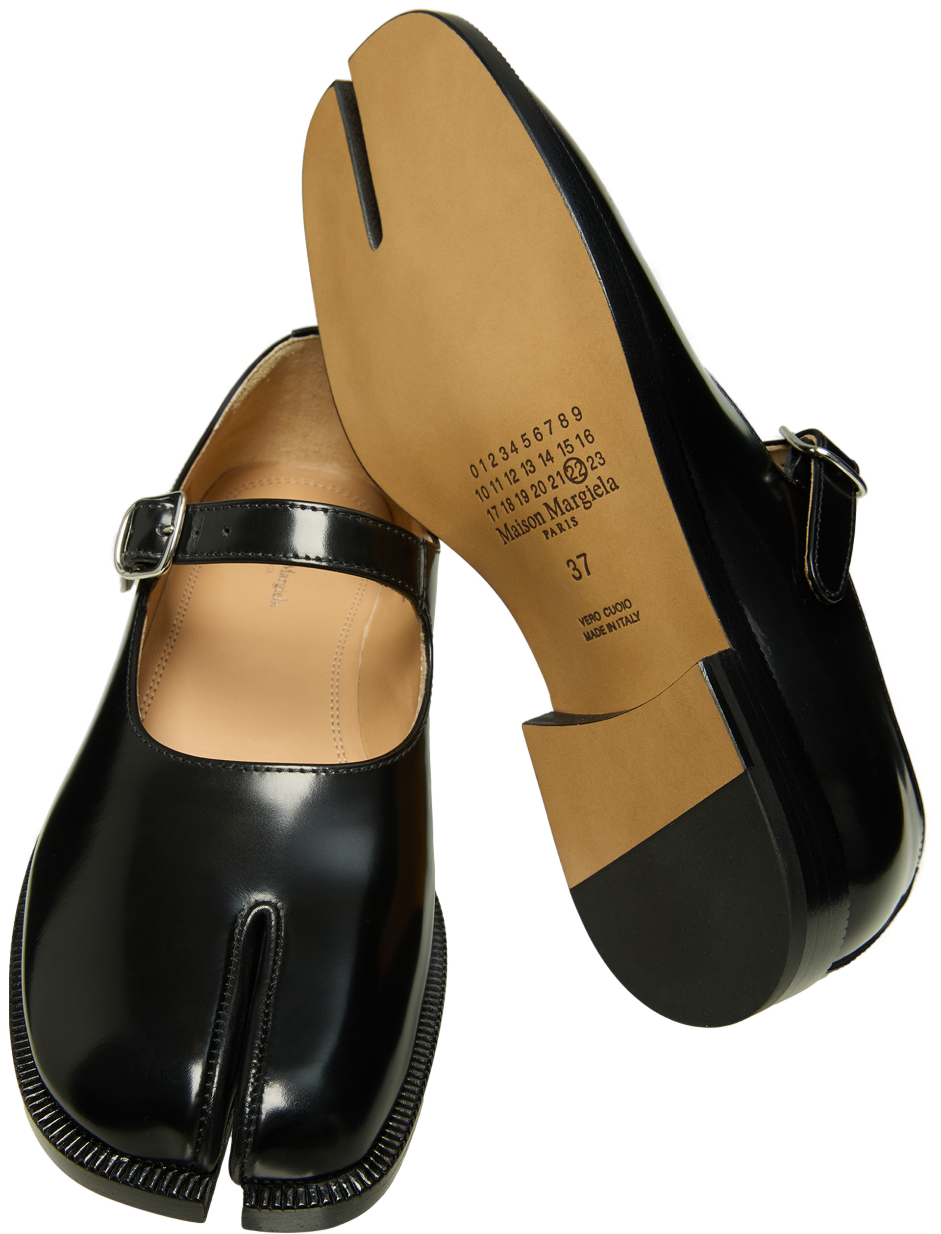 Maison Margiela Black Leather Tabi Mary-Jane Shoes