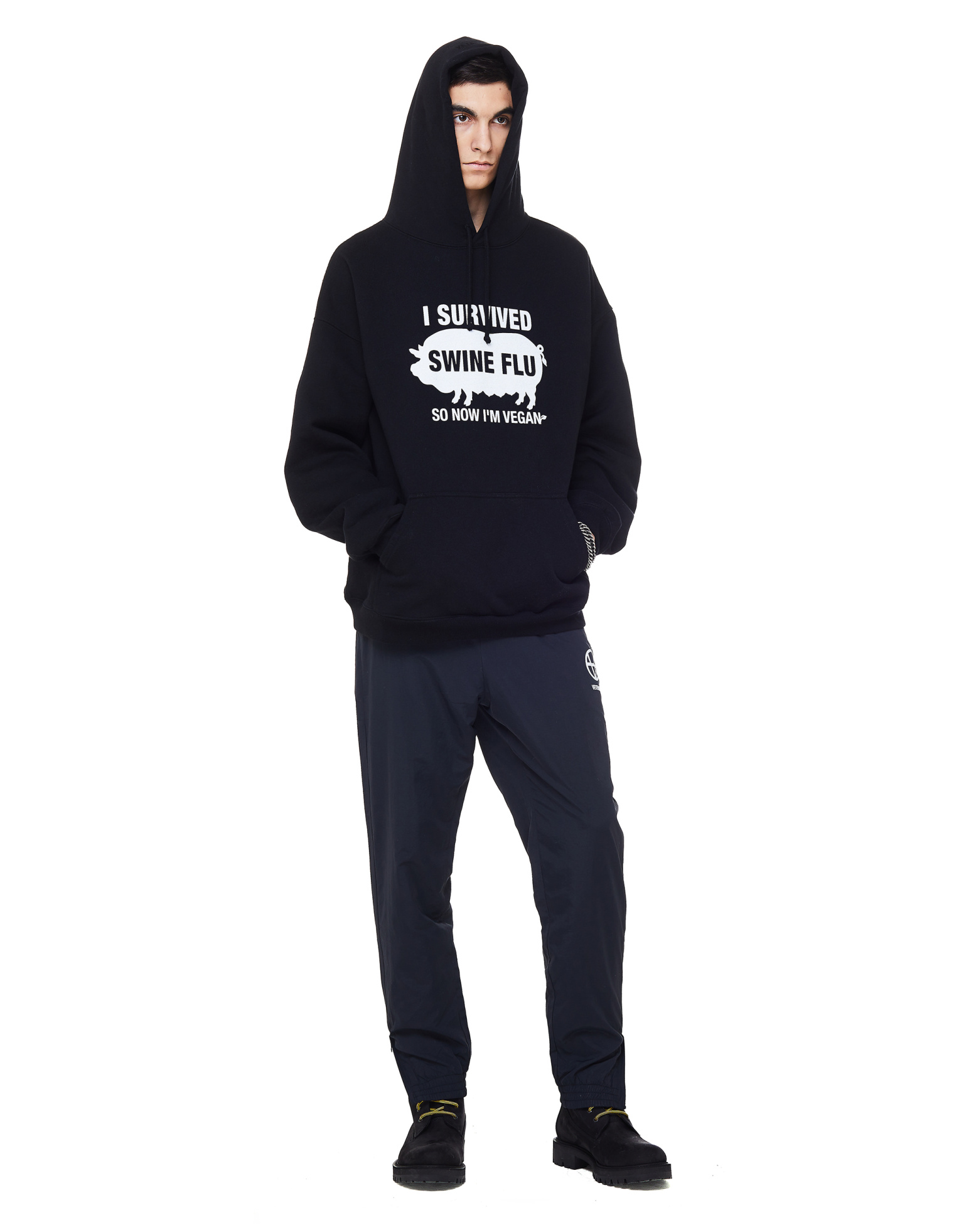 VETEMENTS HaHaHa Black Cotton Hoodie