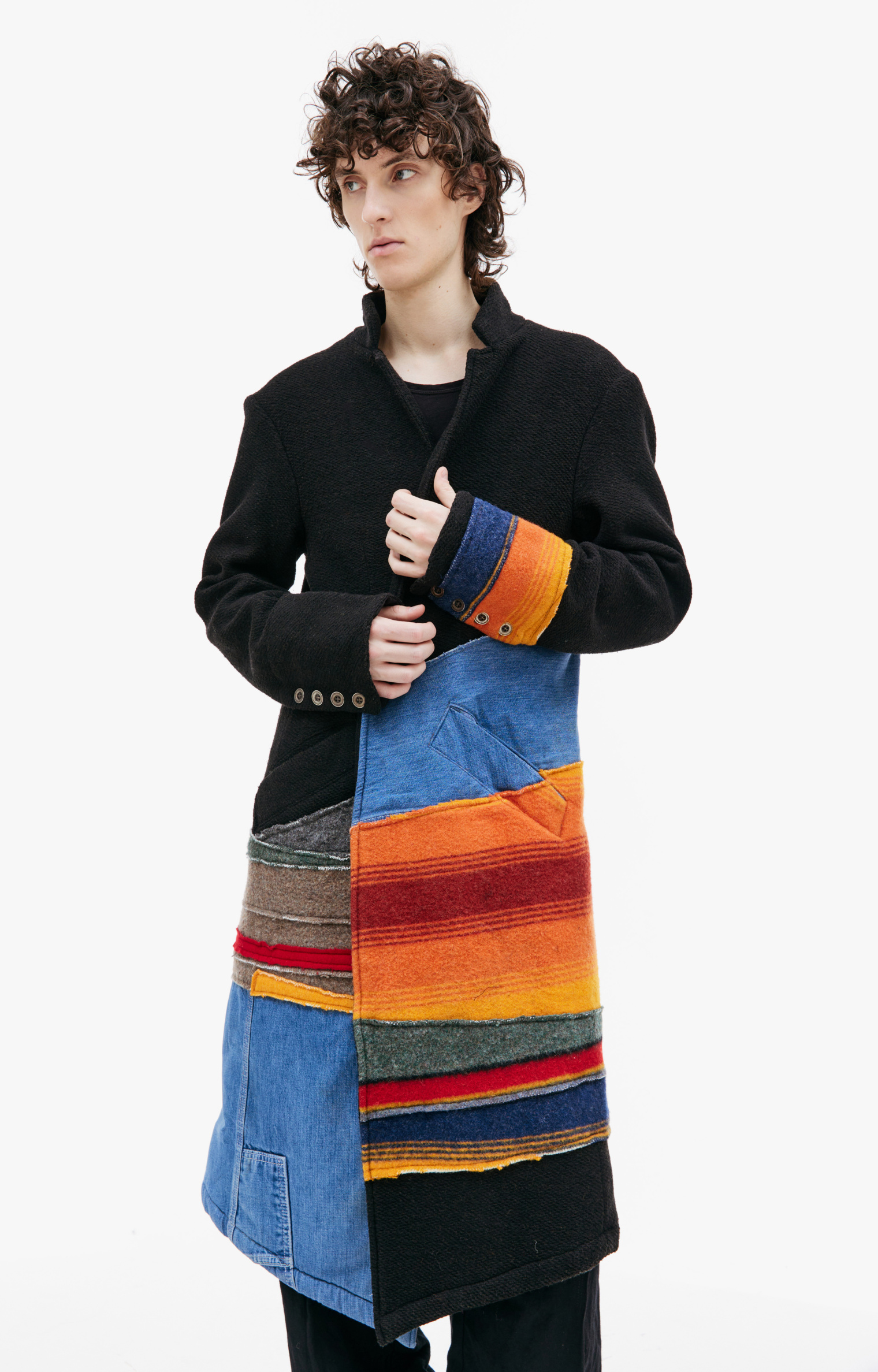 Greg Lauren Wool patchwork coat