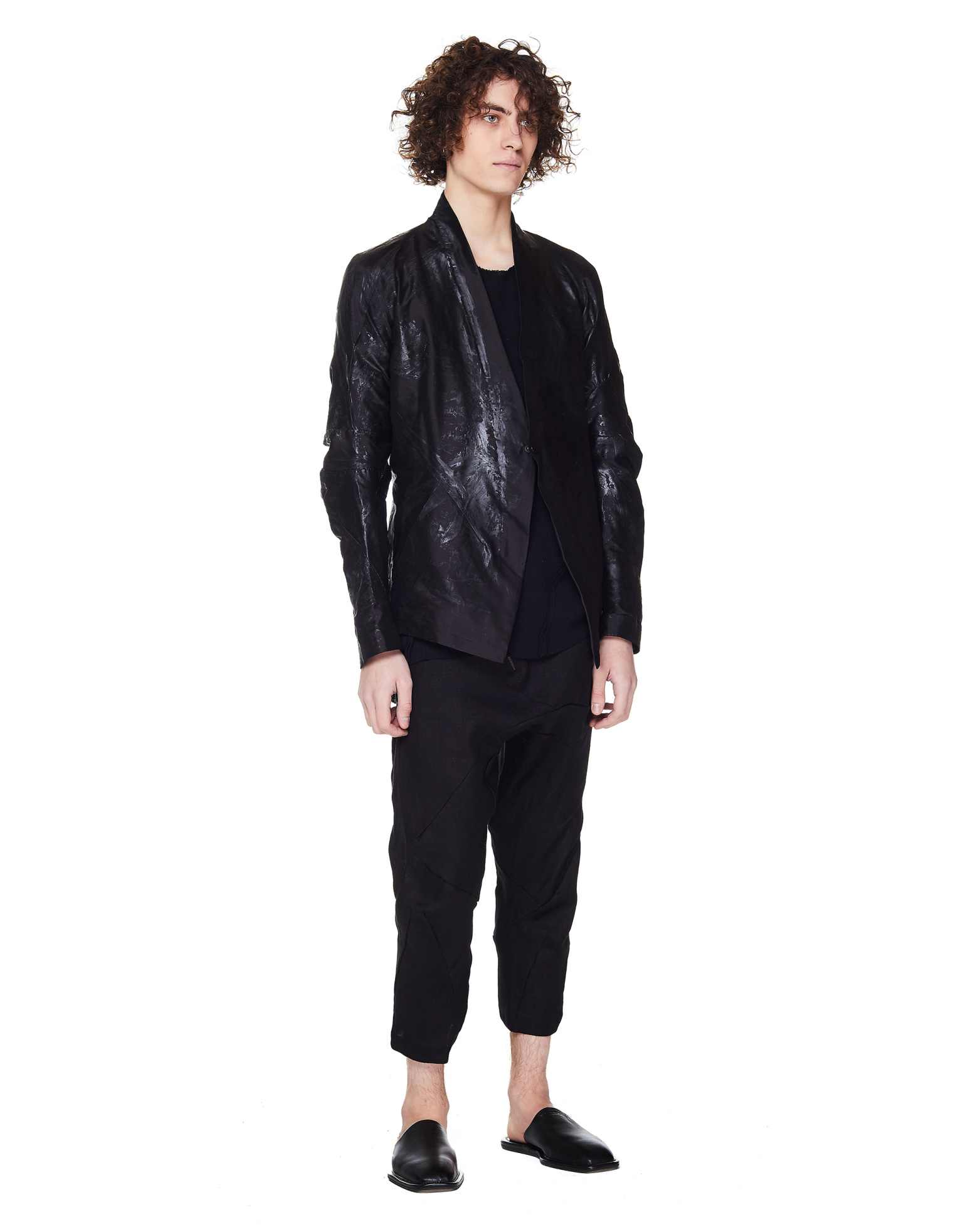 Leon Emanuel Blanck Black Linen Cropped Trousers
