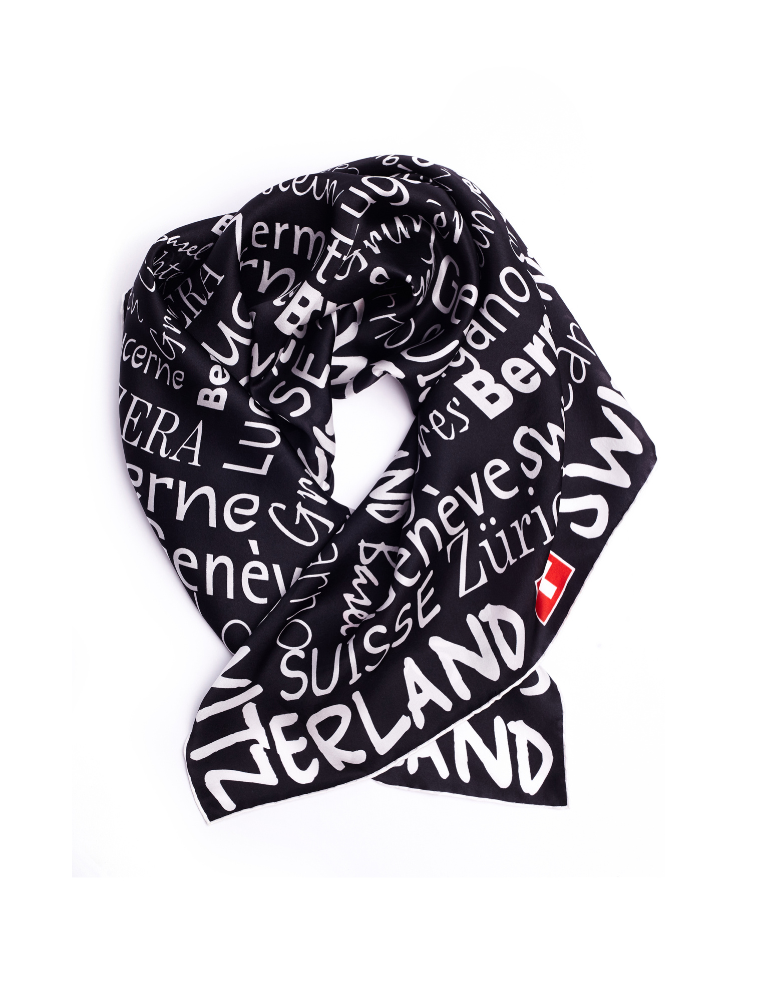 VETEMENTS Шелковый платок с принтом Switzerland