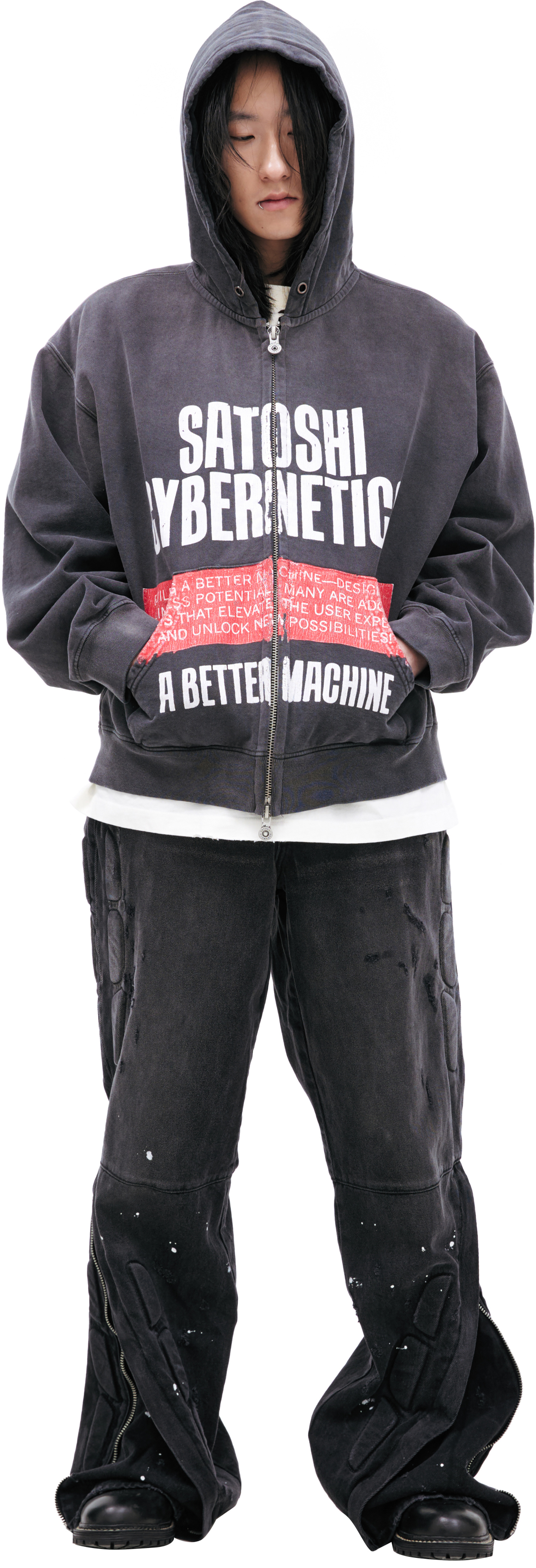 Buy Satoshi Nakamoto men grey hoodie satoshi sybernetik for $875