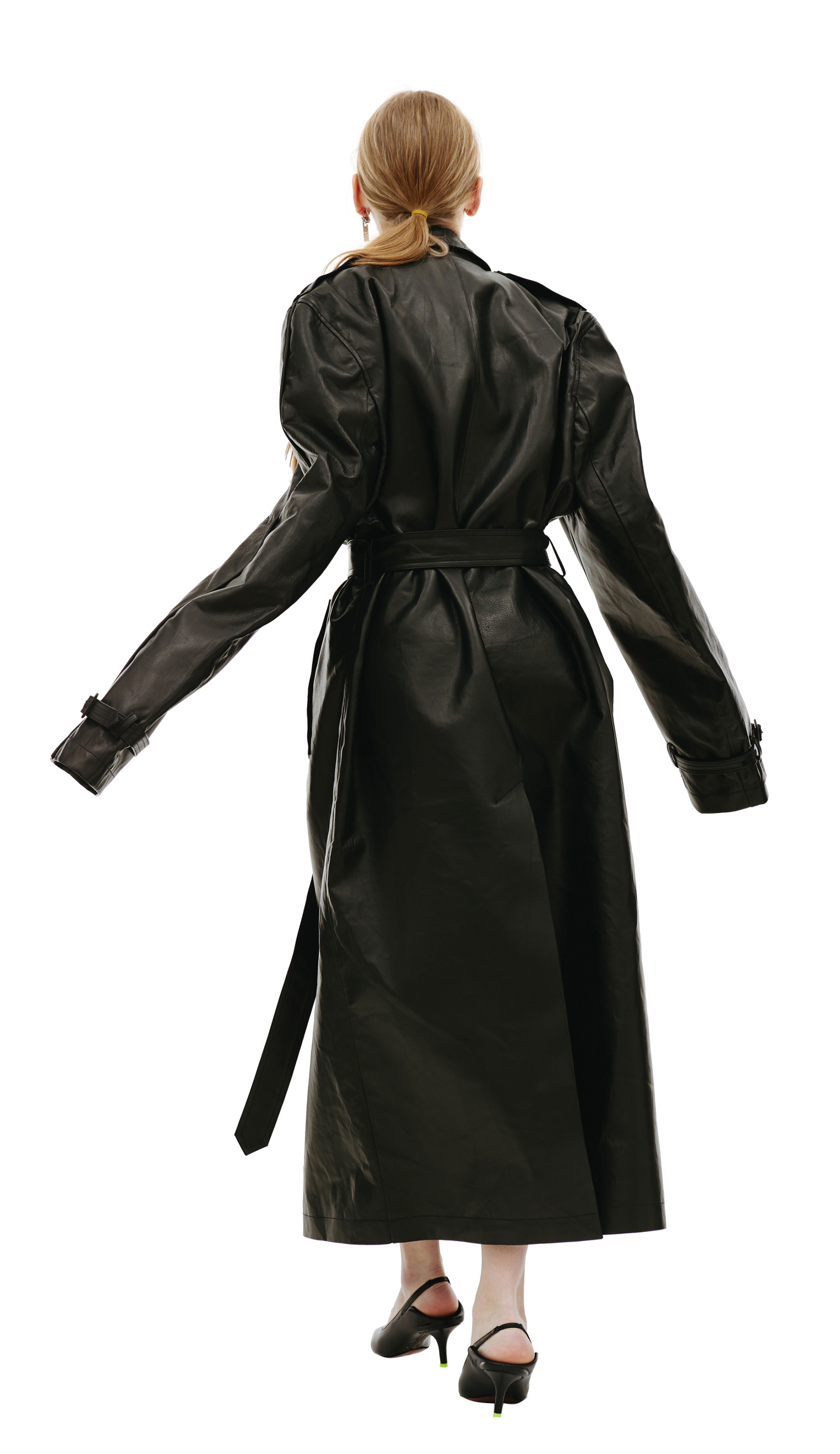 VTMNTS Black leather trench coat