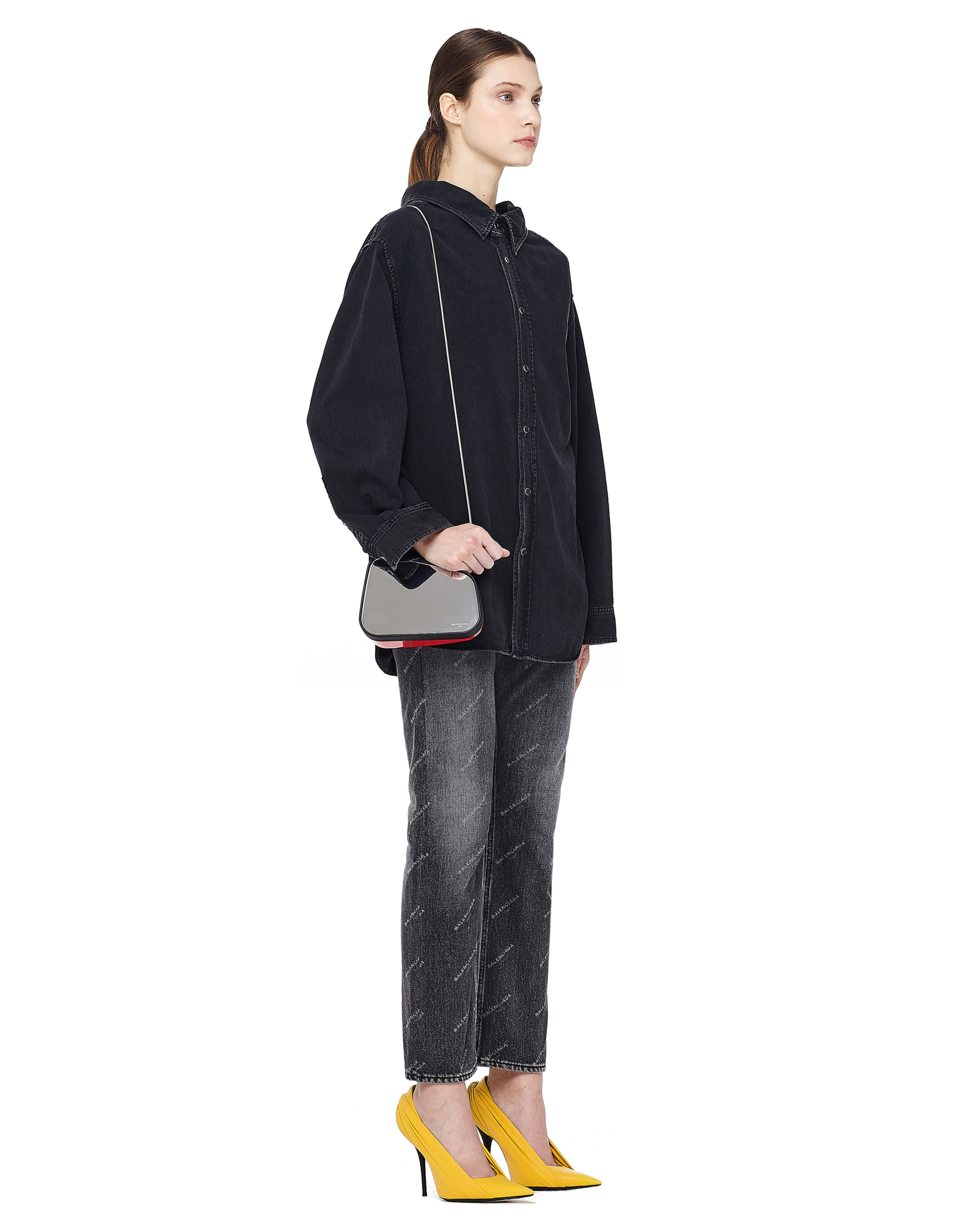 Balenciaga Logo Printed Grey Denim Jeans