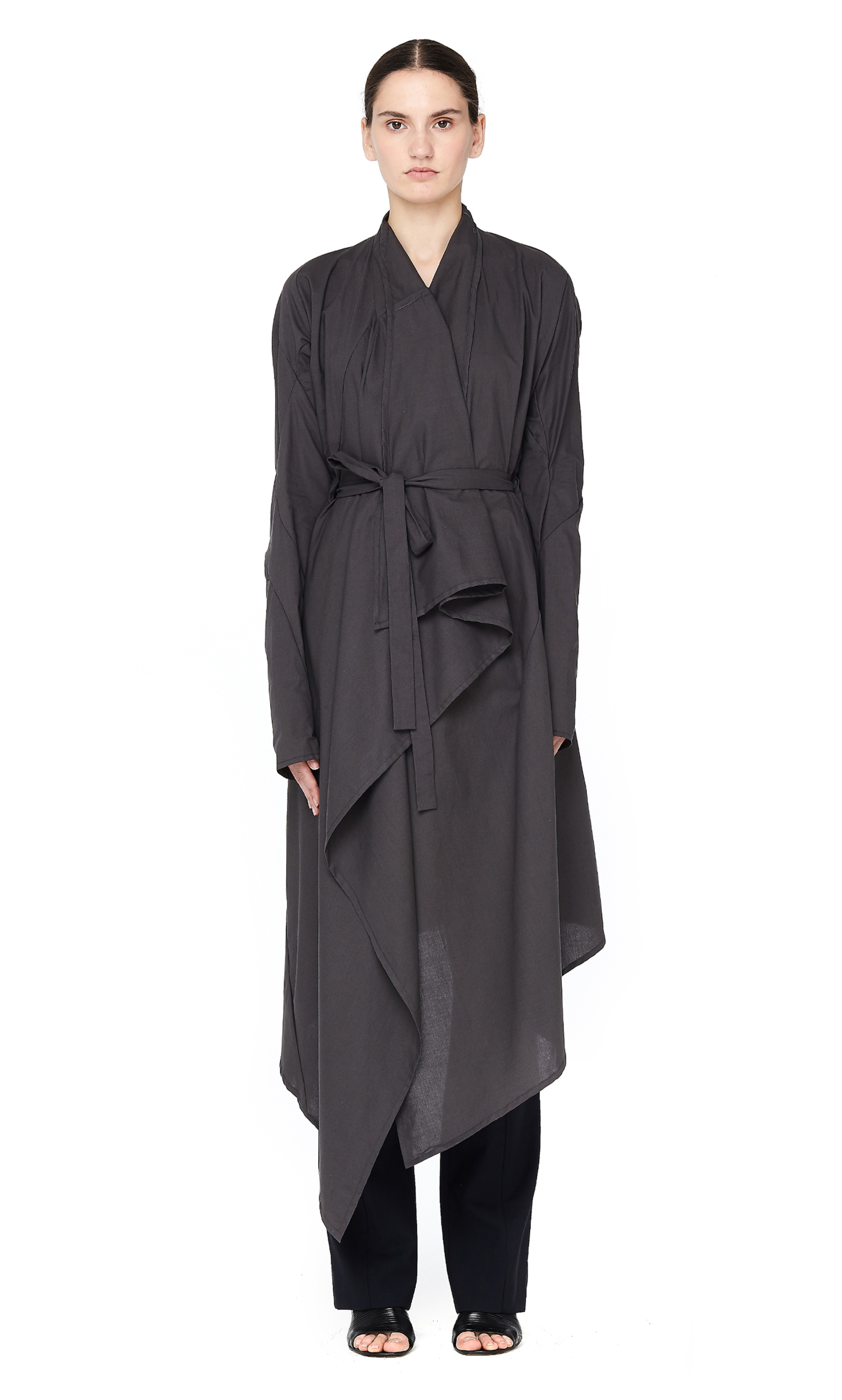 Leon Emanuel Blanck Grey Cotton Asymmetric Coat