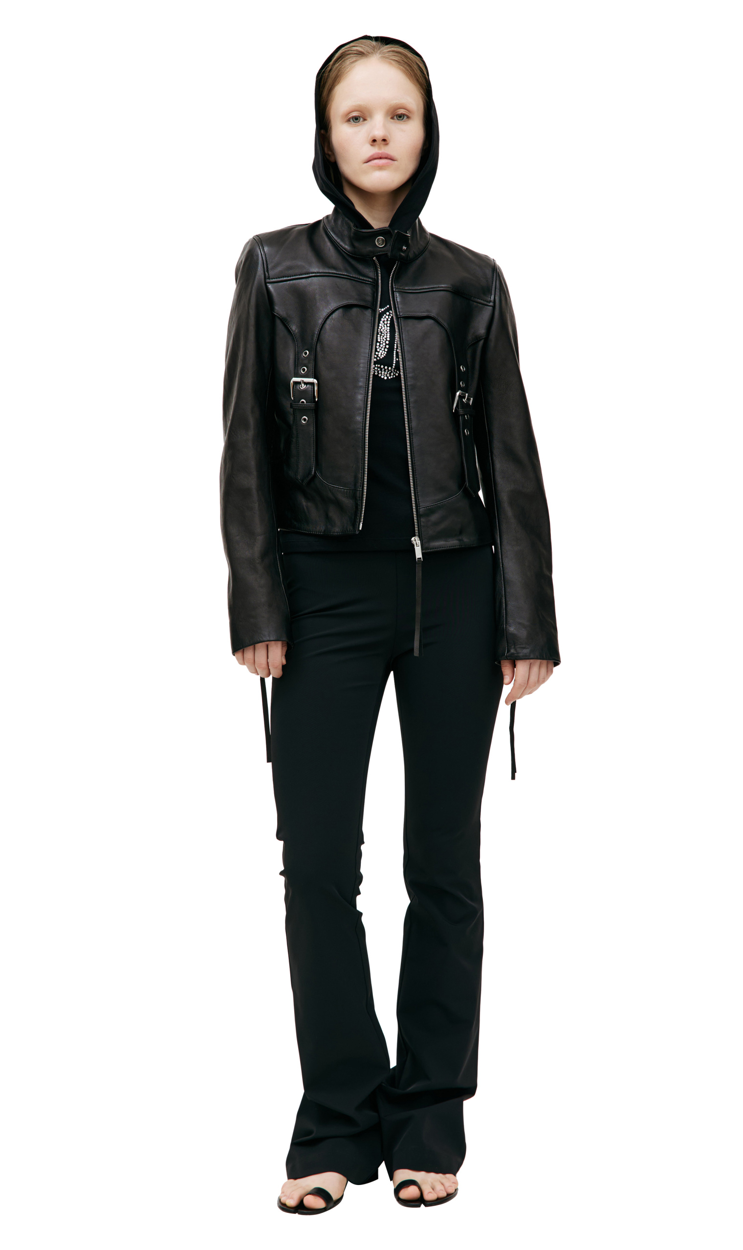Blumarine Black leather biker jacket