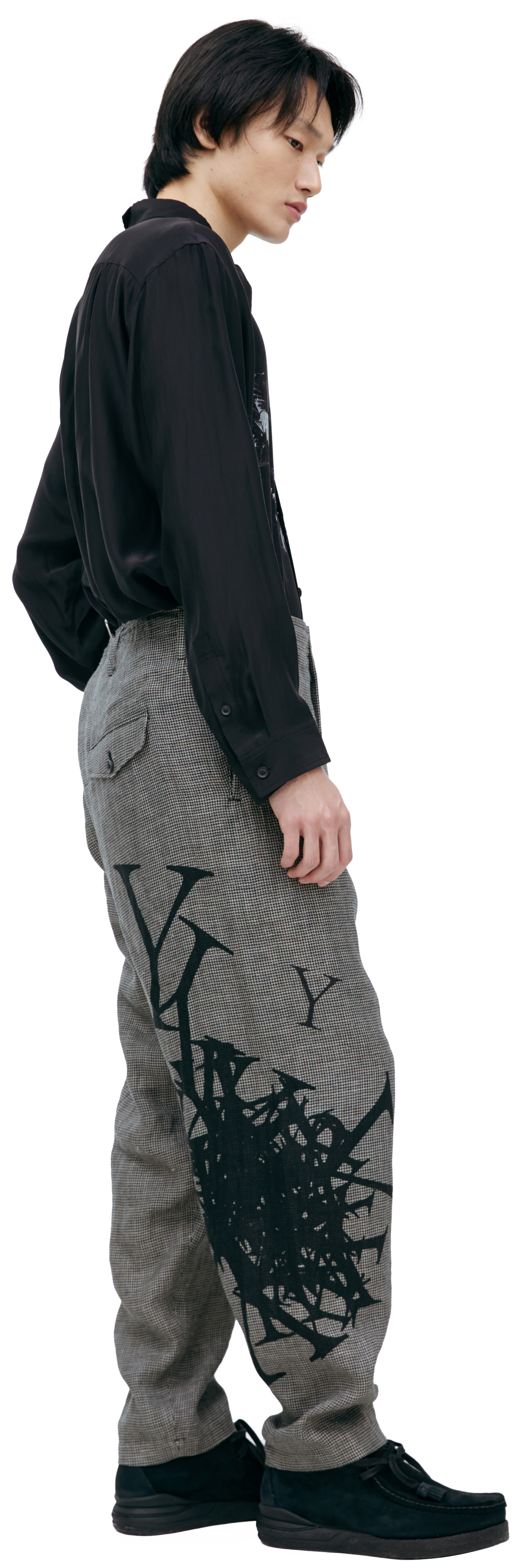 Yohji Yamamoto Grey logo trousers