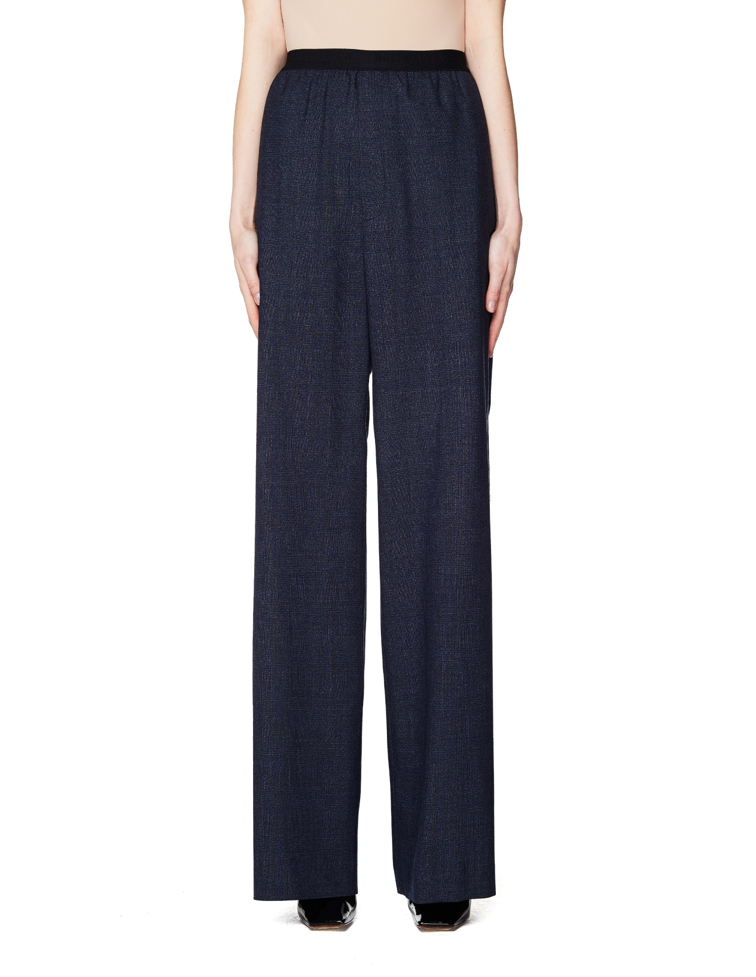 Balenciaga Dark Grey Checked Wool Trousers