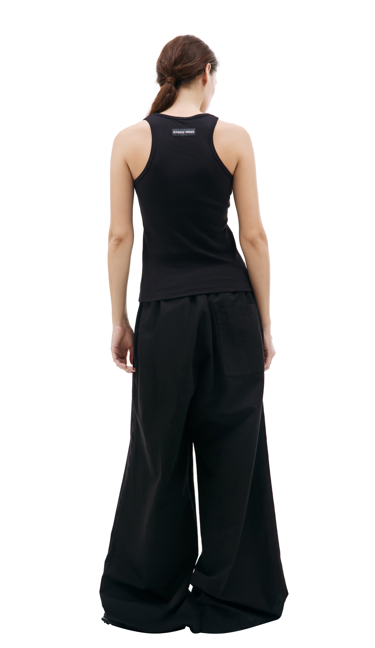 MARINE SERRE Black embroidered tank top