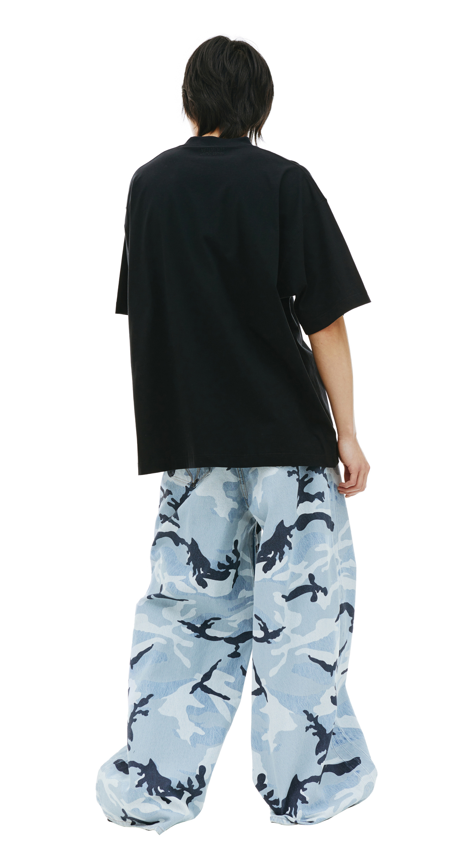 VETEMENTS Black \'Large\' Cotton T-Shirt