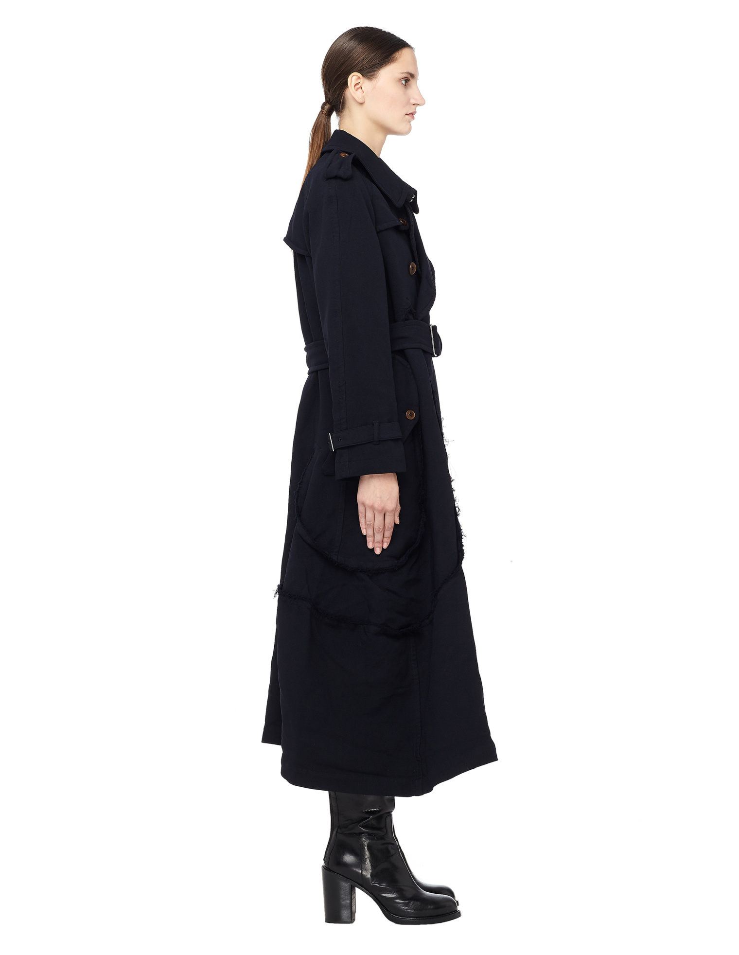 Comme des Garcons Двубортный тренч в пол с эполетами