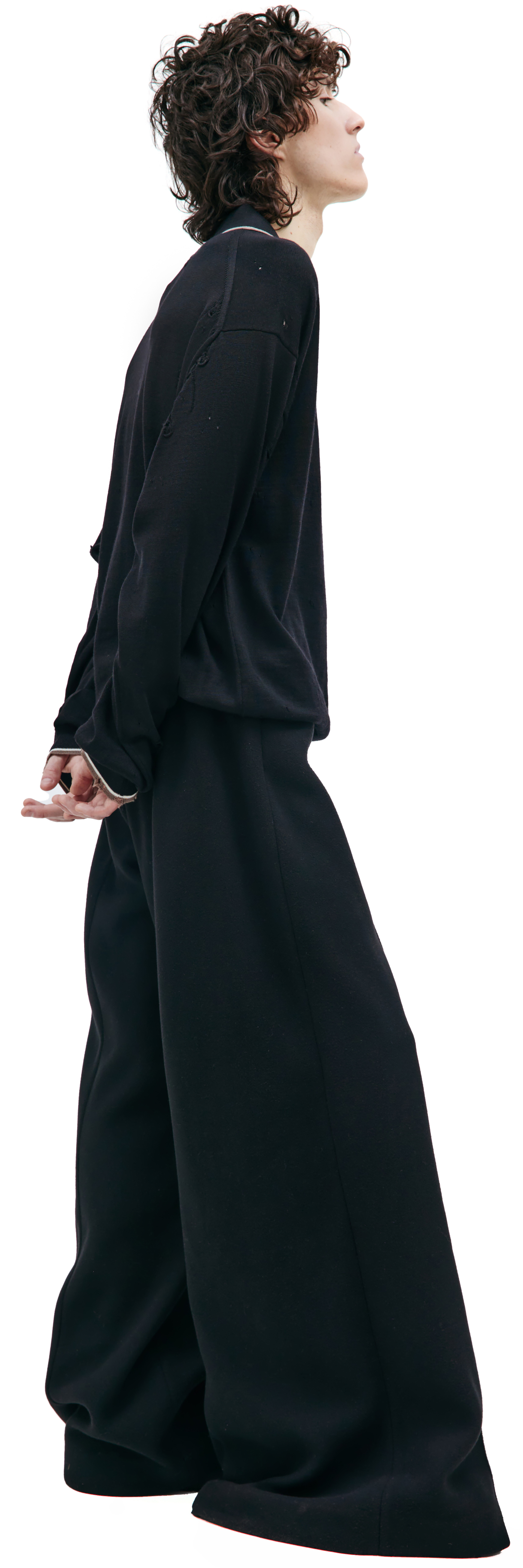 Maison Mihara Yasuhiro Distressed knit polo sweater