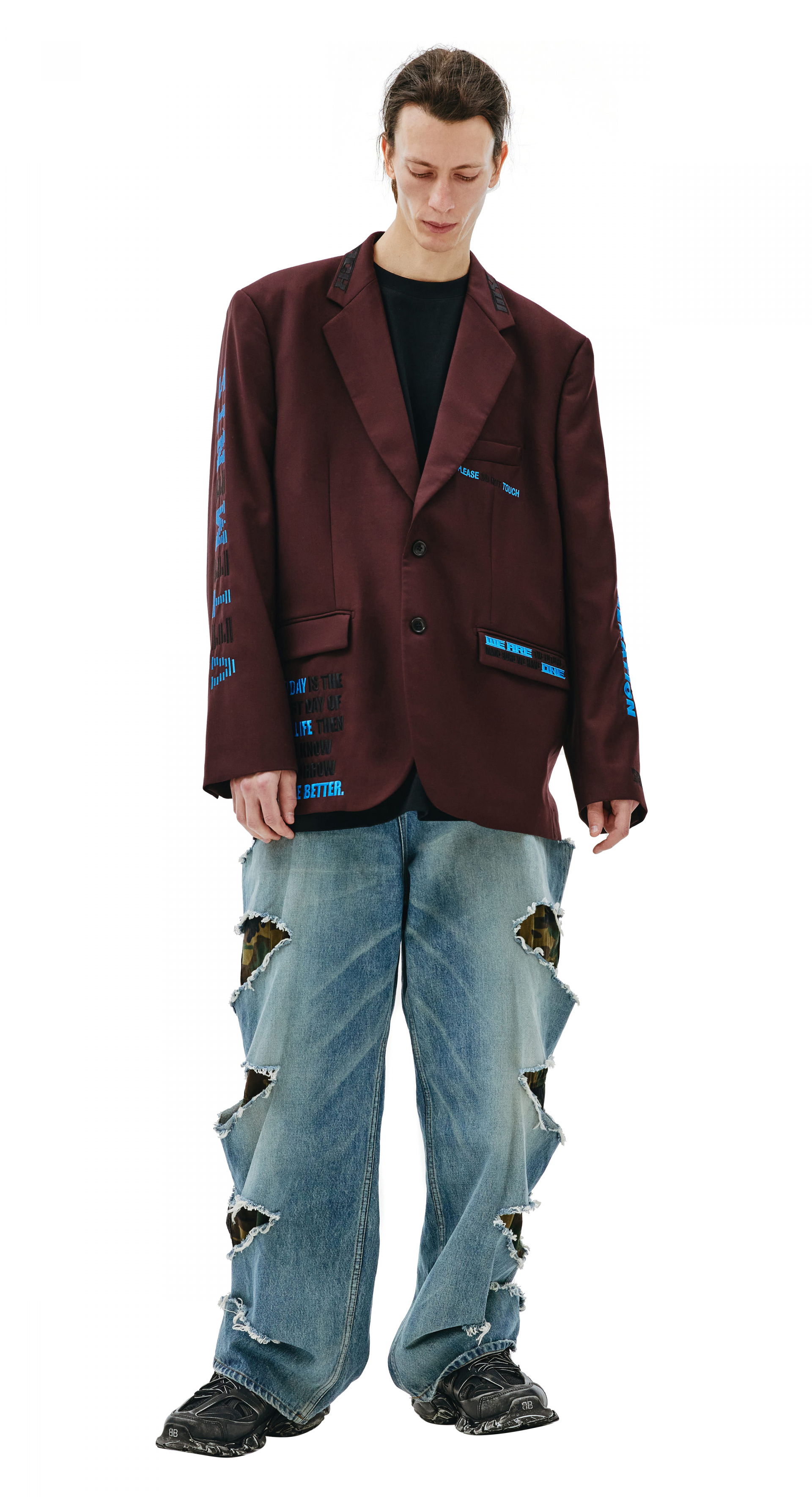 embroidered letterings blazer 